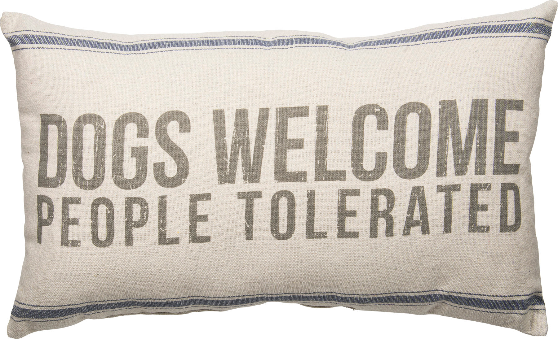 Charming 'Dogs Welcome People Tolerated' Rustic Cotton Throw Pillow Decor