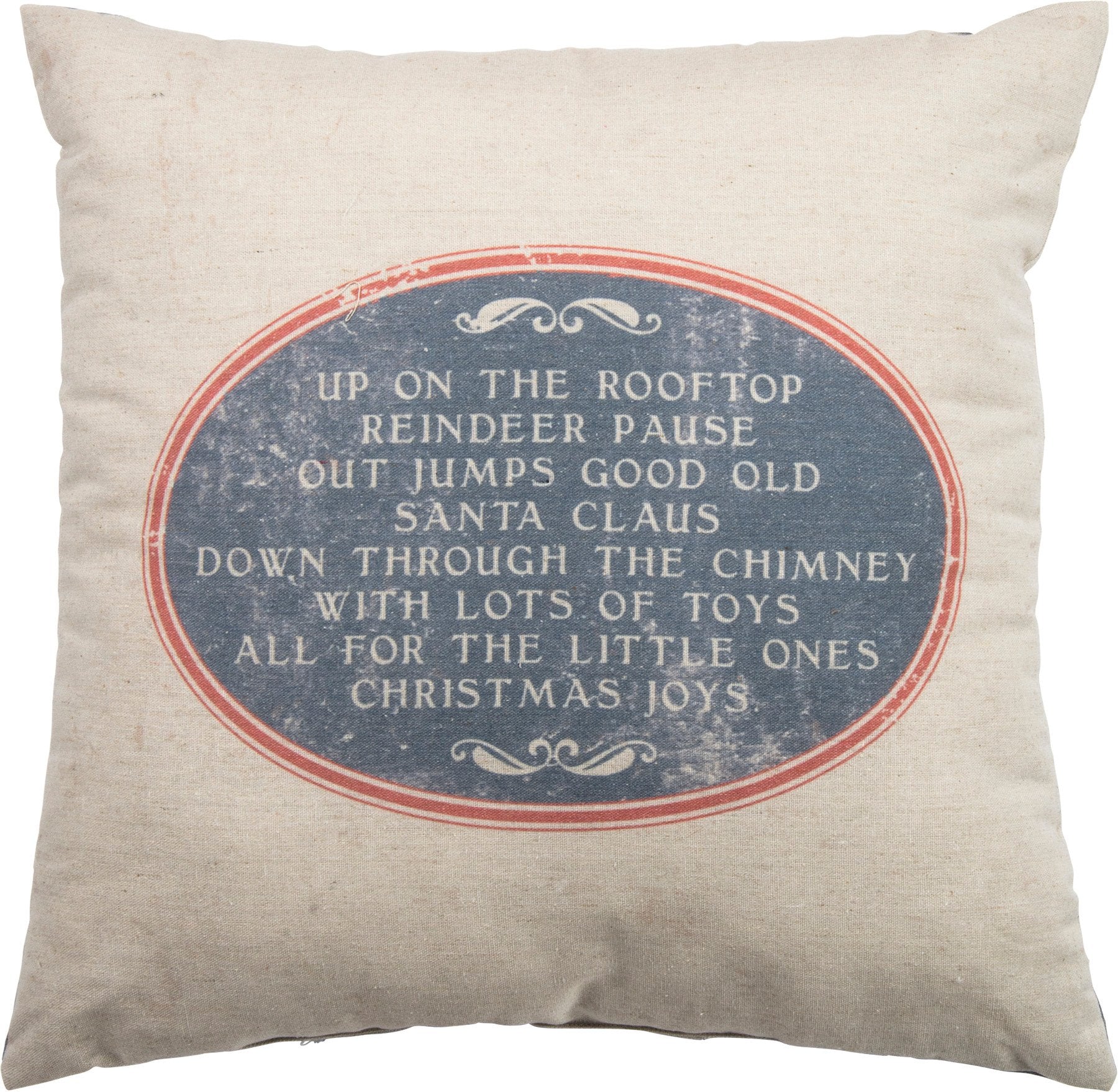 Charming Christmas Rooftop Reindeer Feed Cotton Linen Decorative Holiday Throw Pillow