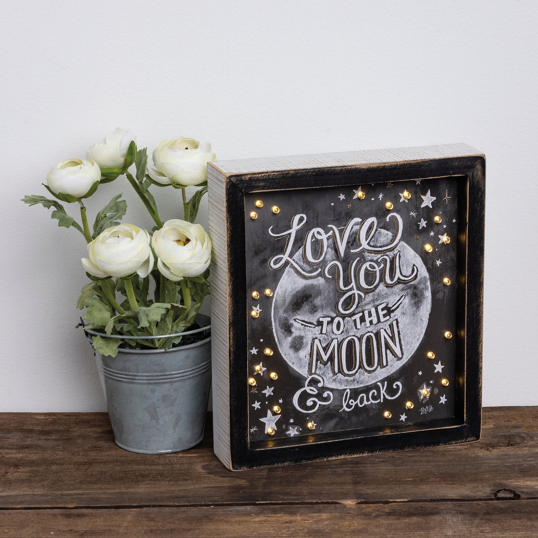 Sentimental 'Love You To The Moon & Back' Lighted Chalk Art Box Sign