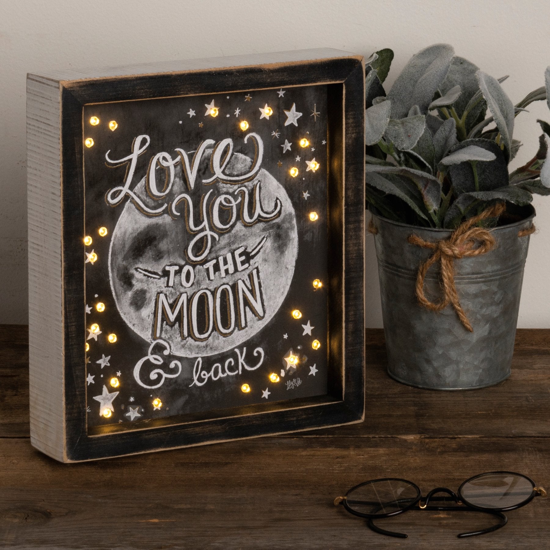 Sentimental 'Love You To The Moon & Back' Lighted Chalk Art Box Sign