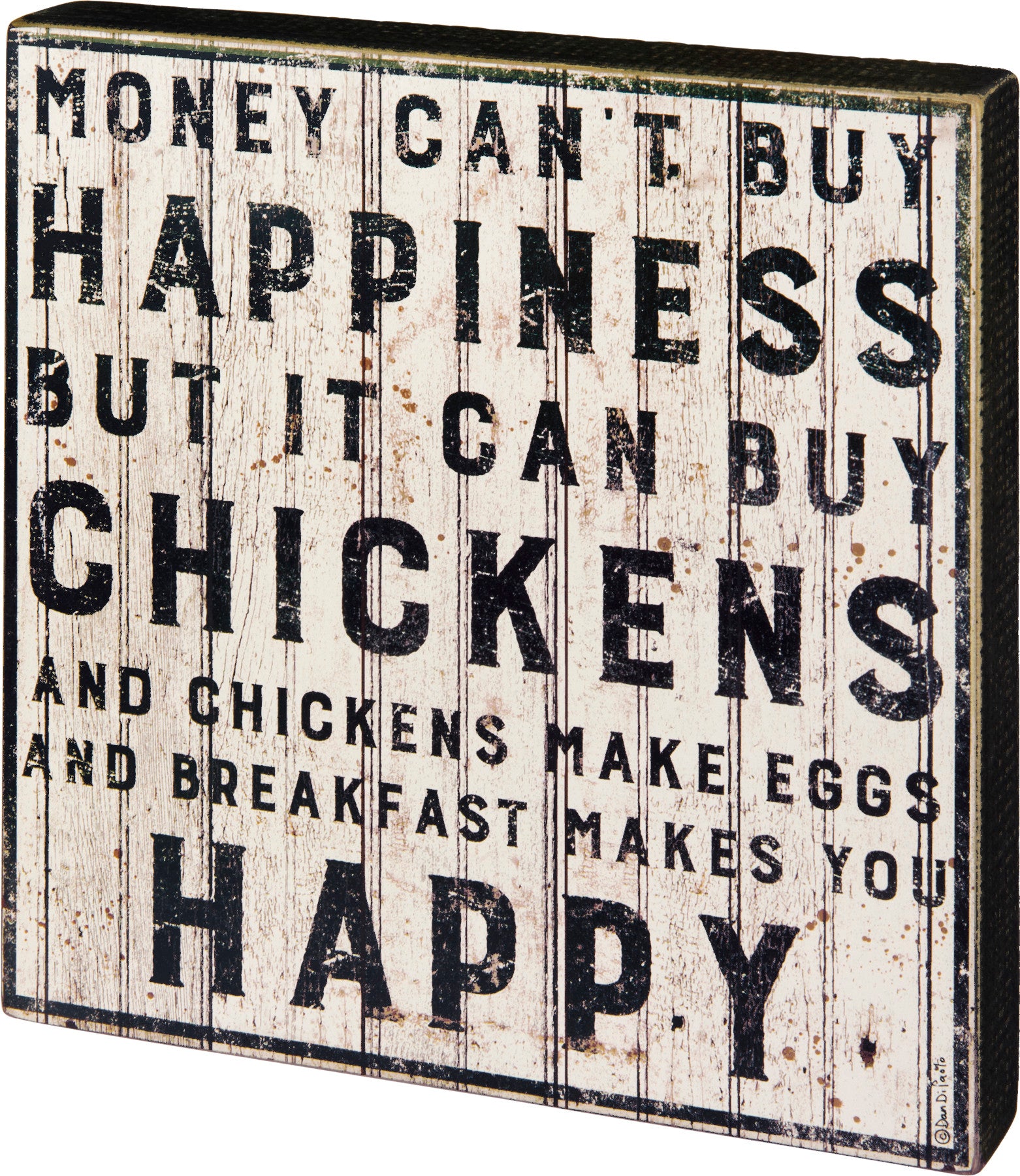 Rustic Farmhouse 'Buy Happiness But Chickens' Wooden Box Sign Decor