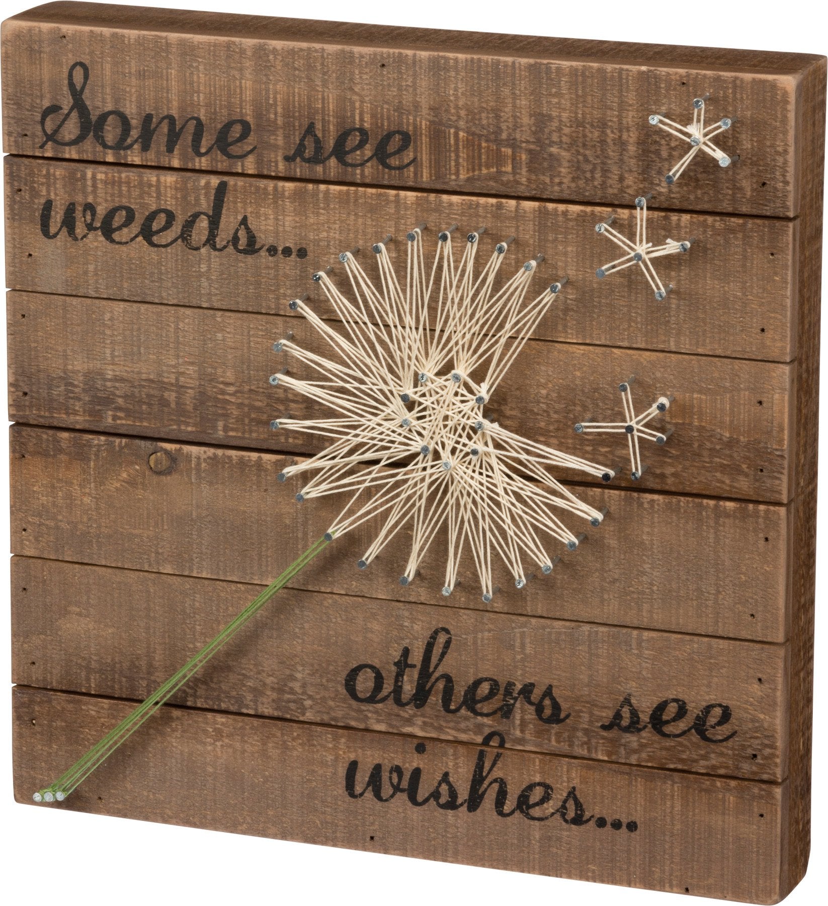 Inspirational Dandelion String Art Box Sign - Rustic Wood Wall Decor