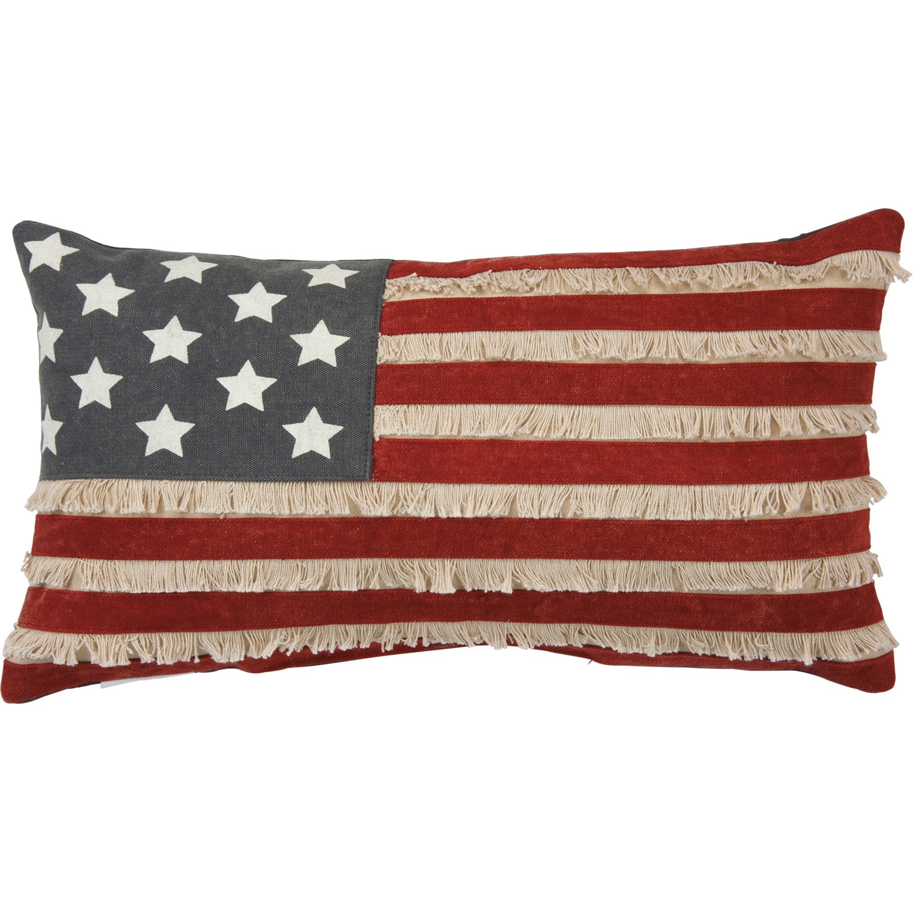 Distressed American Flag Decorative Pillow - Canvas Home Accent, 19x10 Inch