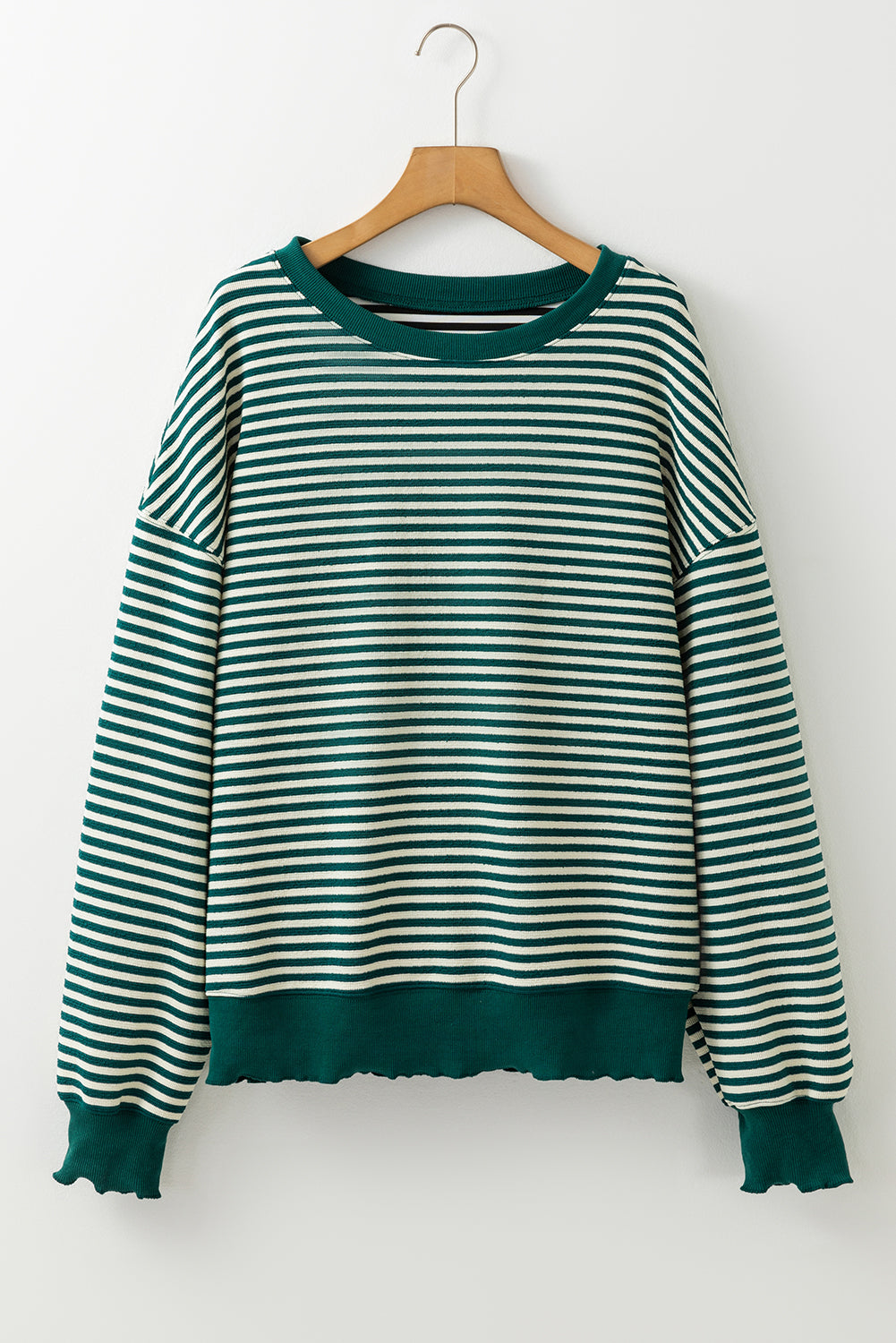 Brown Stripe Drop Shoulder Long Sleeve Top