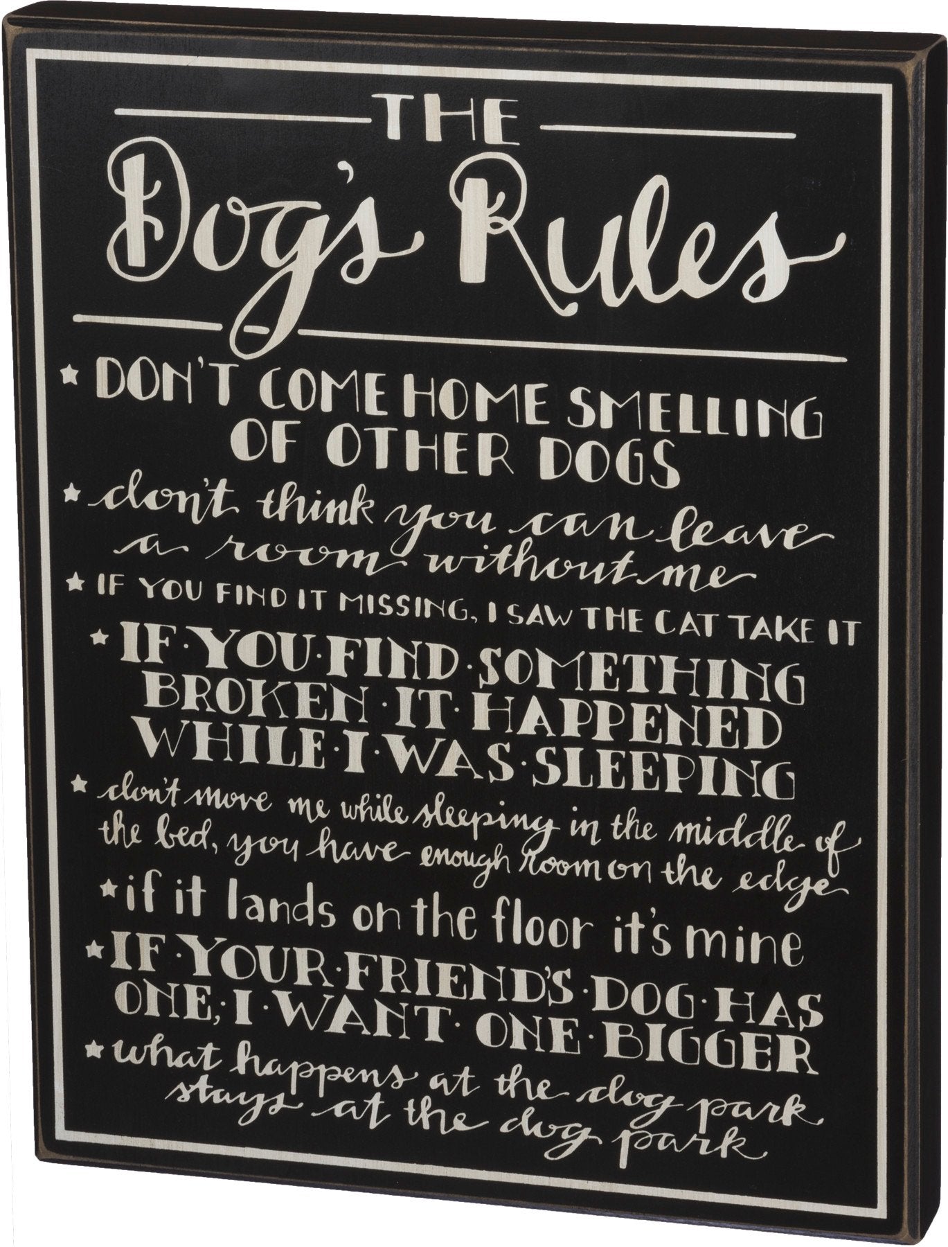 Funny Dog's Rules Wooden Box Sign - Humorous Pet Home Decor Wall Art