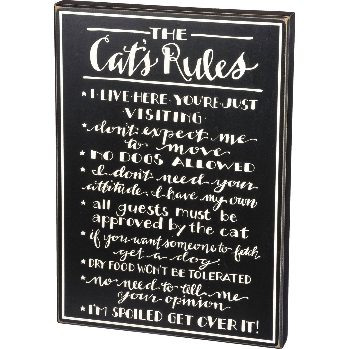 Hilarious Cat's Rules Wooden Box Sign - Funny Pet Home Decor Gift