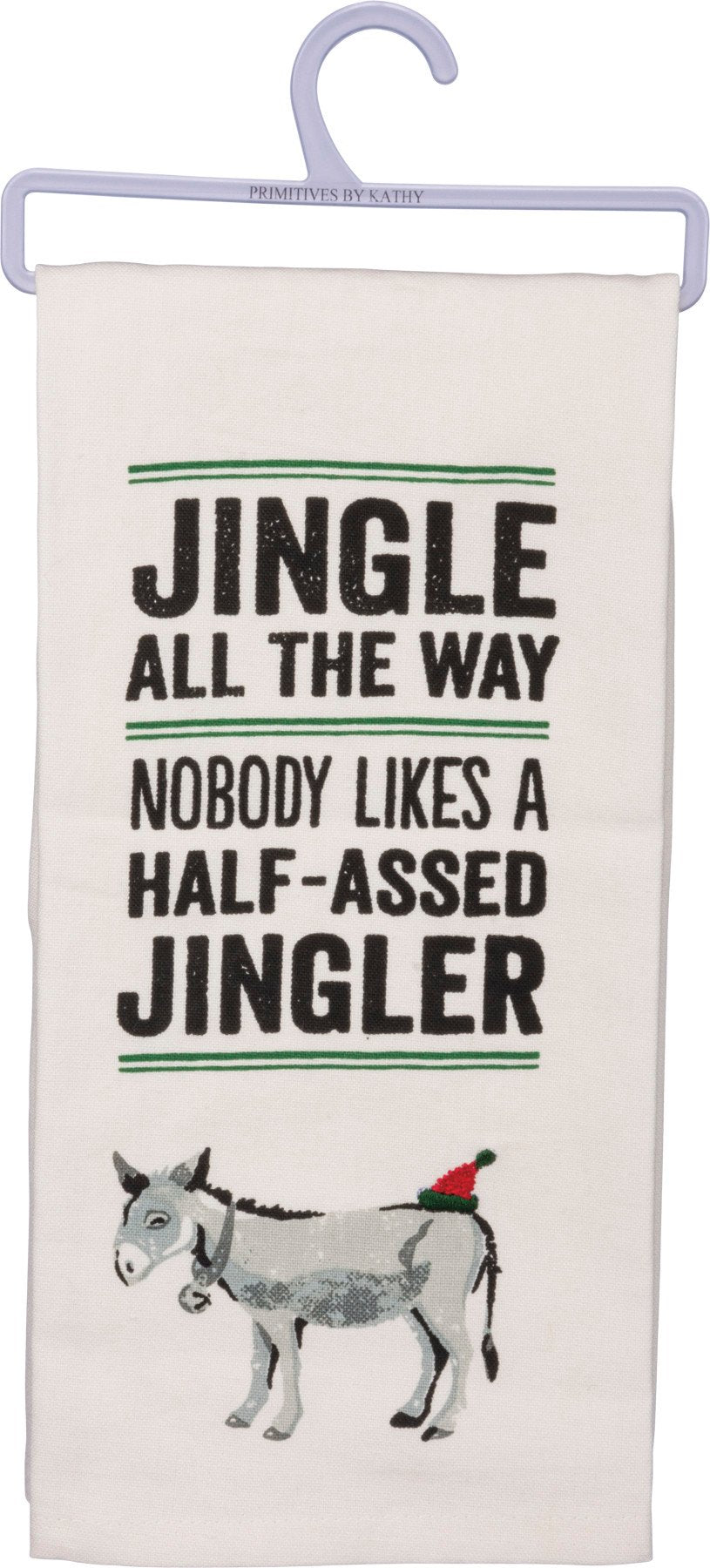 Funny 'Jingle All The Way' Donkey Christmas Kitchen Towel - Absorbent Cotton
