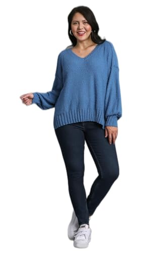 Umgee Solid V-Neck Long Sleeve Sweater Top