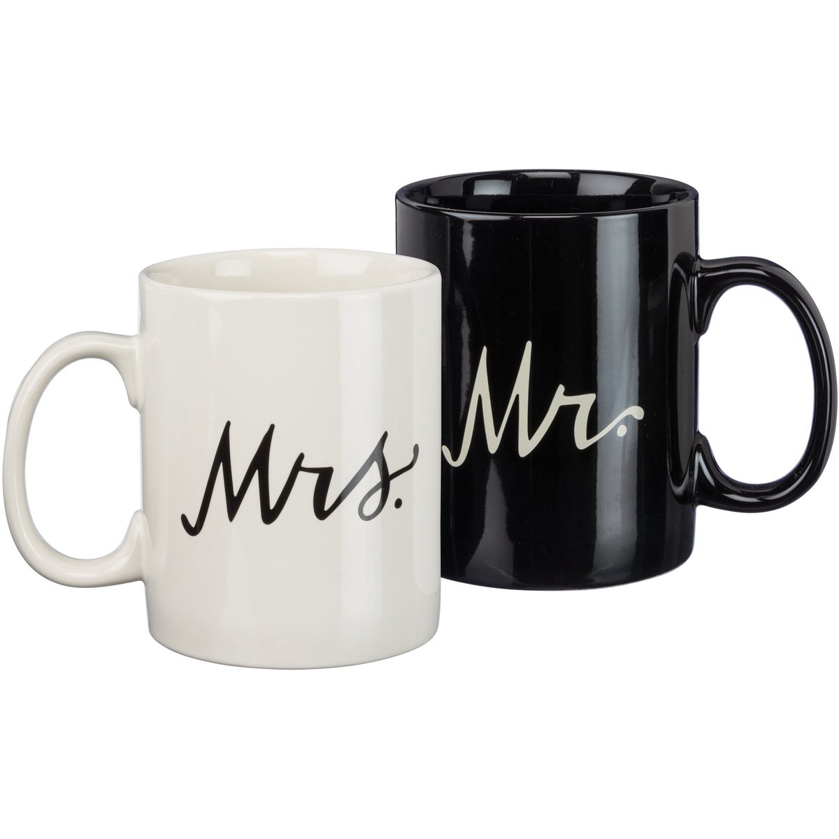 Elegant Mr. & Mrs. Stoneware Mug Set - 20oz, Microwave, Oven, Dishwasher Safe