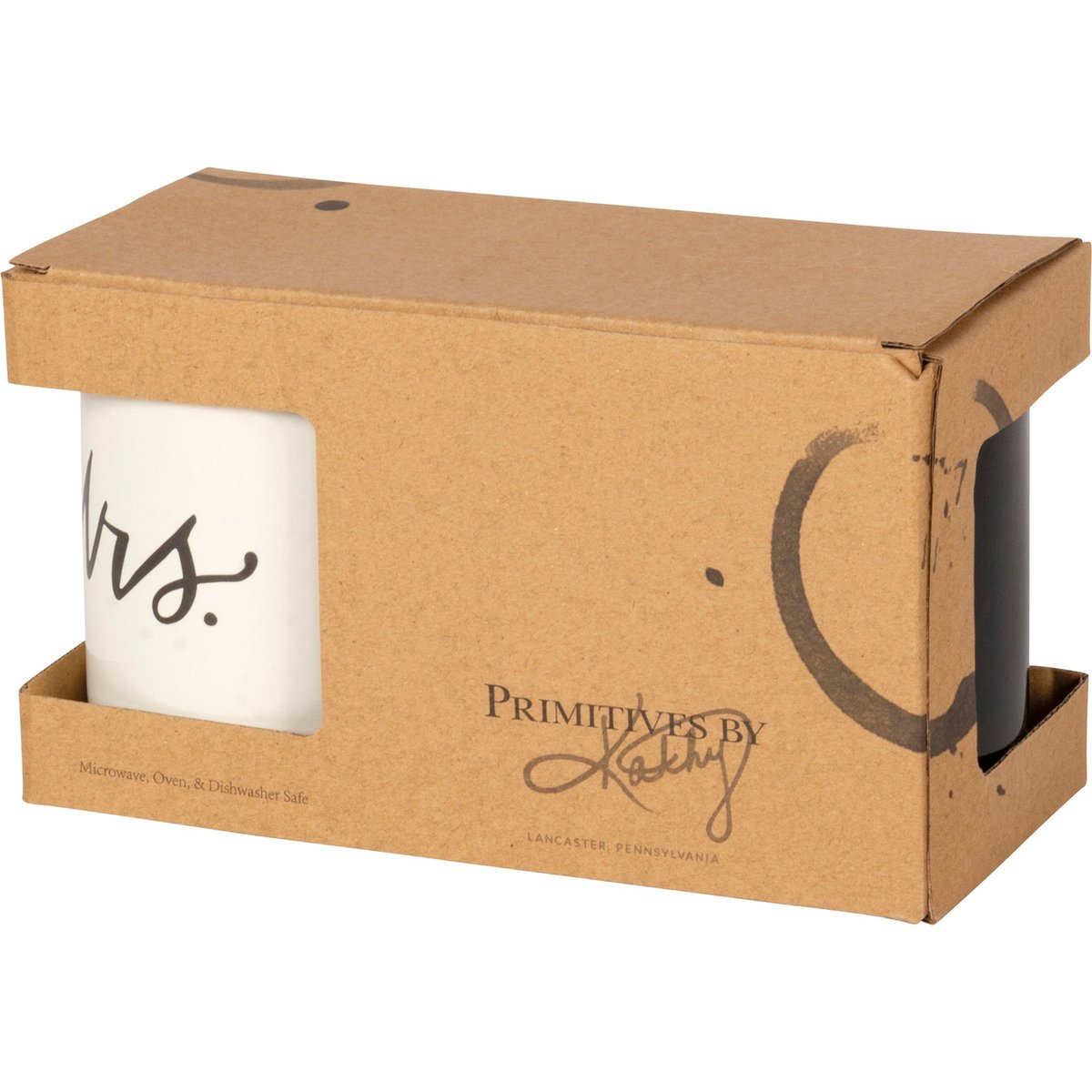 Elegant Mr. & Mrs. Stoneware Mug Set - 20oz, Microwave, Oven, Dishwasher Safe