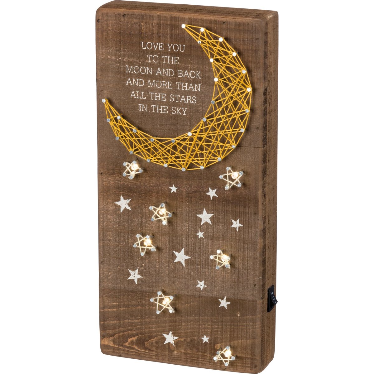 Lighted 'Love You Moon and Back' String Art Box Sign with Timer