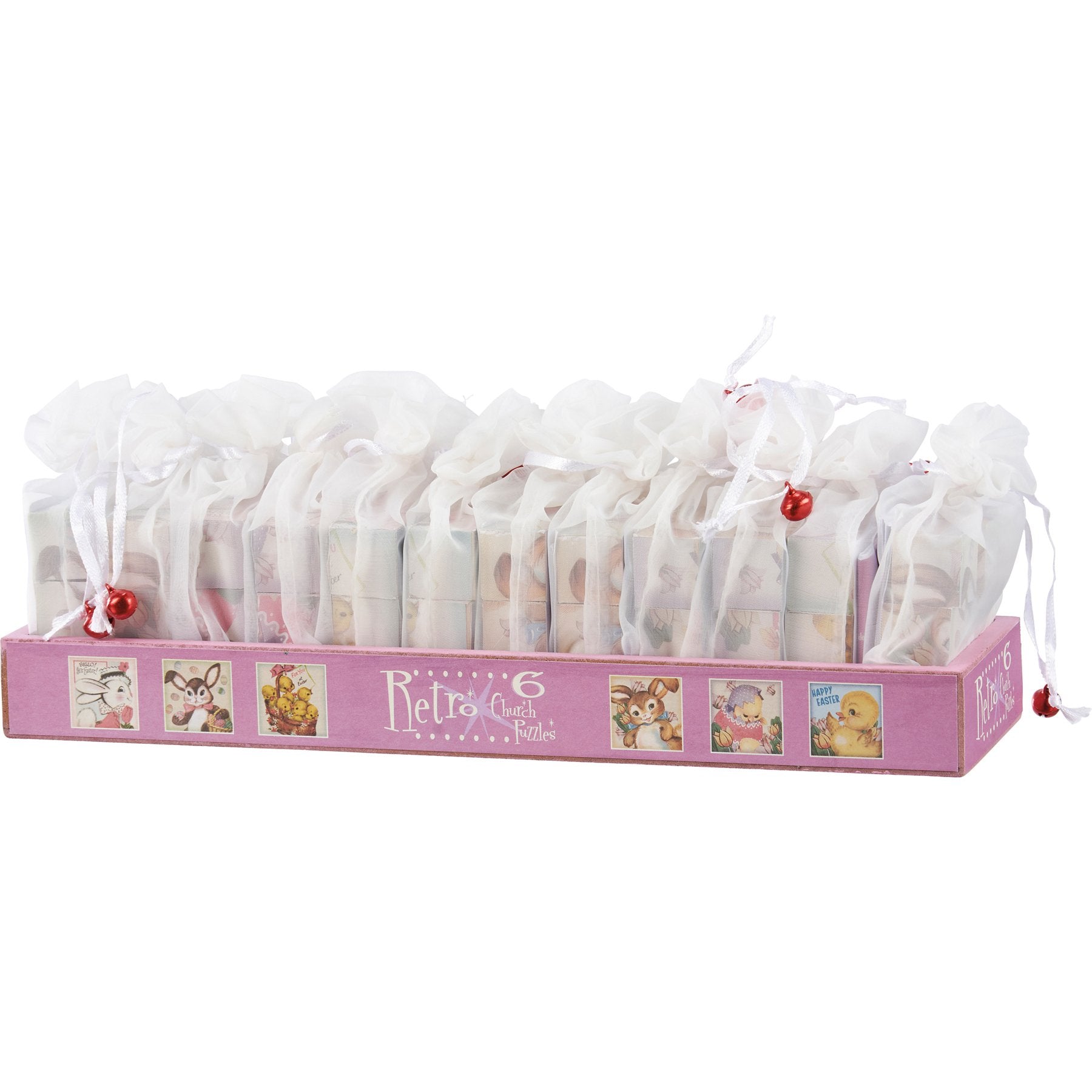 Vintage Easter Church Puzzle Six-in-One Set - Retro Wooden Block Puzzles