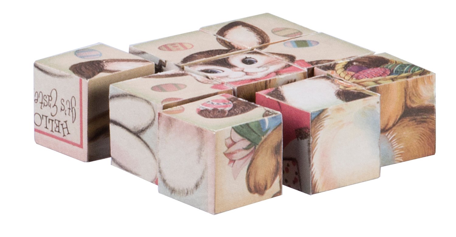 Vintage Easter Church Puzzle Six-in-One Set - Retro Wooden Block Puzzles