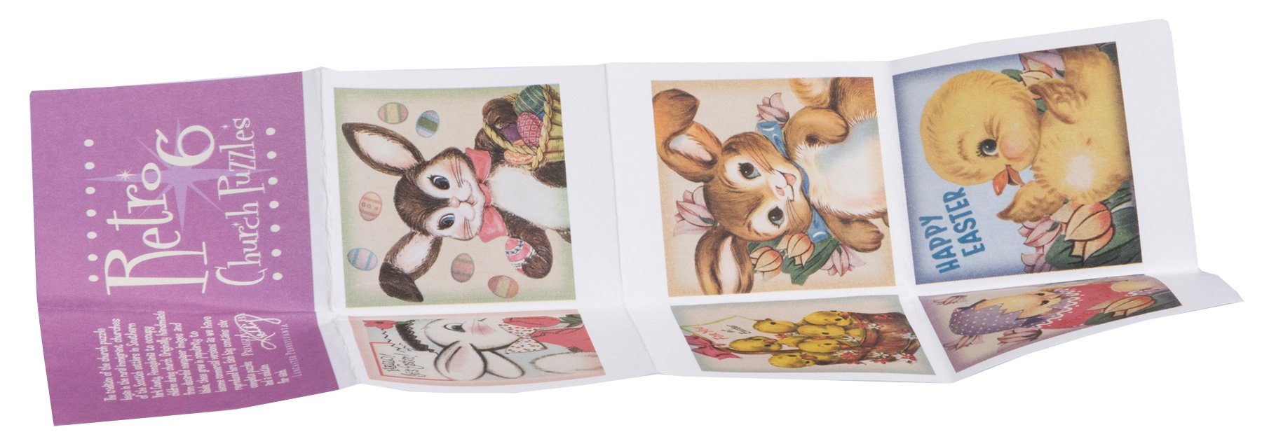 Vintage Easter Church Puzzle Six-in-One Set - Retro Wooden Block Puzzles