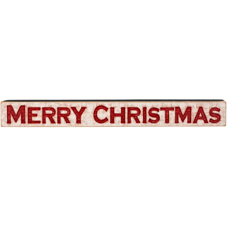 Festive Distressed Wood Merry Christmas Carved Sign, Holiday Home Wall Decor