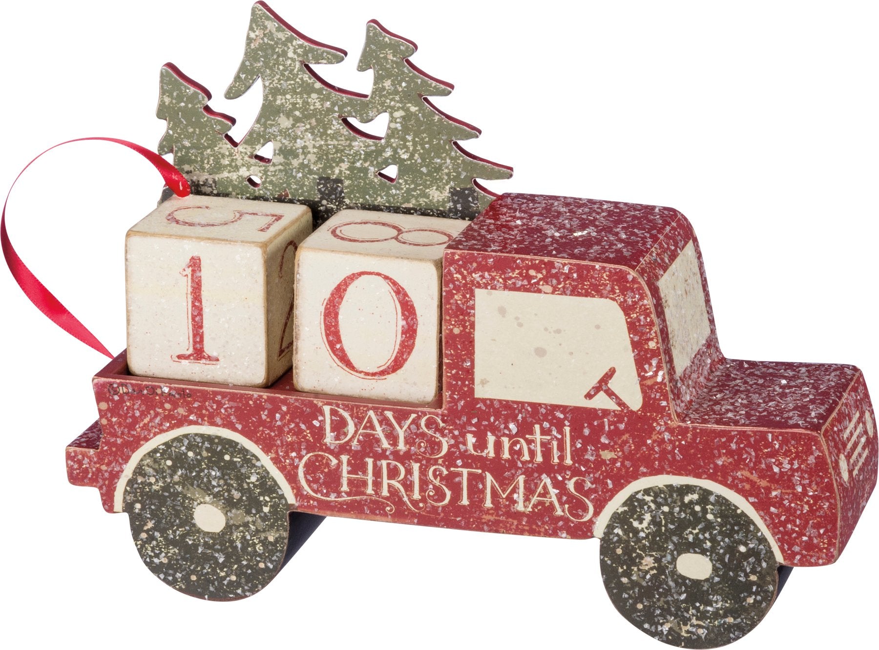 Rustic Christmas Tree Truck Block Countdown: Festive Holiday Decor Display
