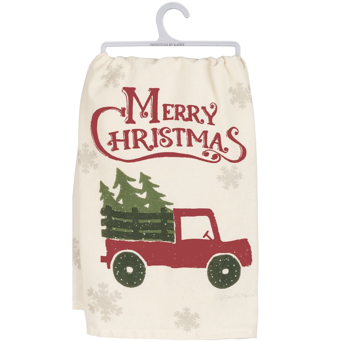 Festive Rustic Christmas Truck Kitchen Towel - 100% Cotton Holiday Decor Gift