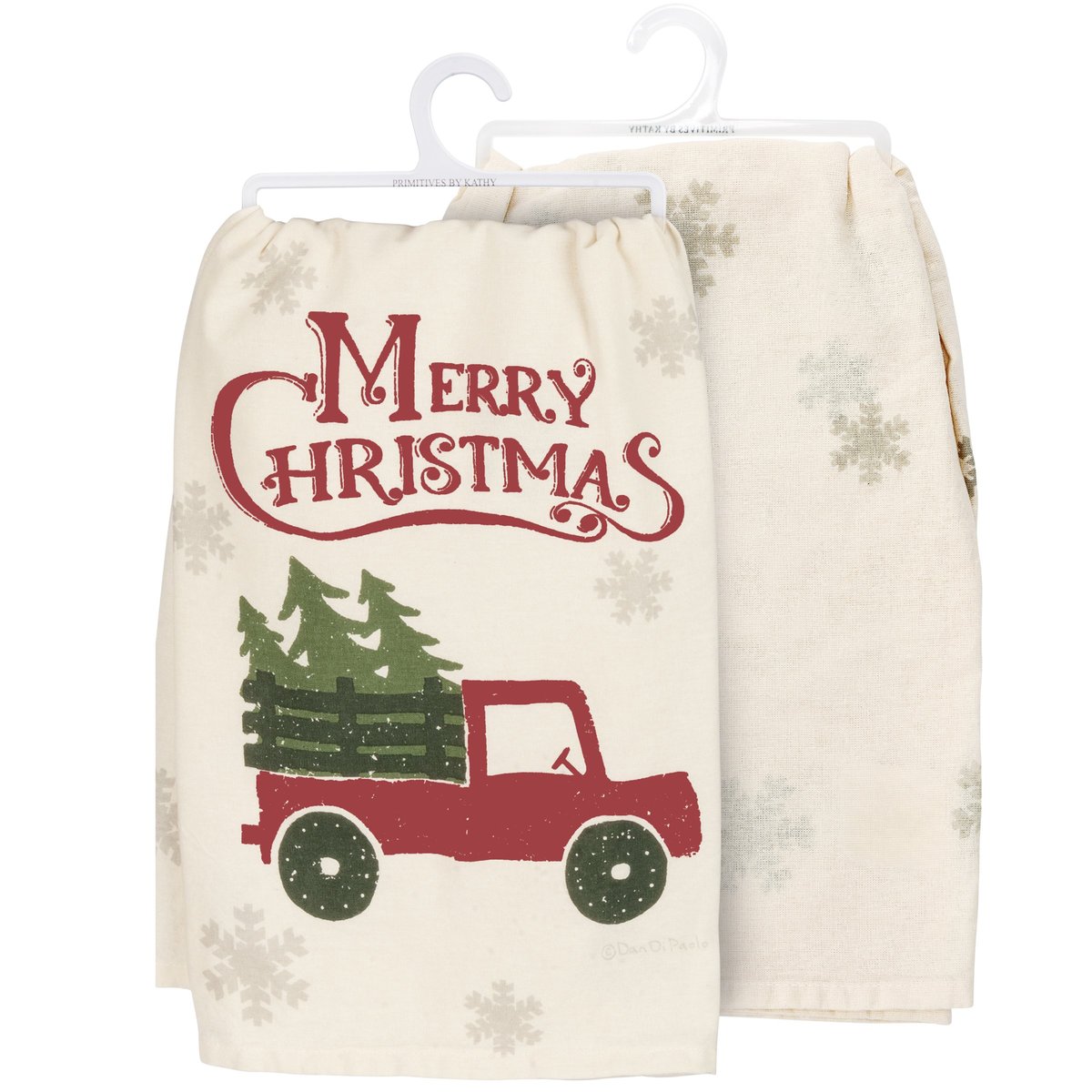 Festive Rustic Christmas Truck Kitchen Towel - 100% Cotton Holiday Decor Gift