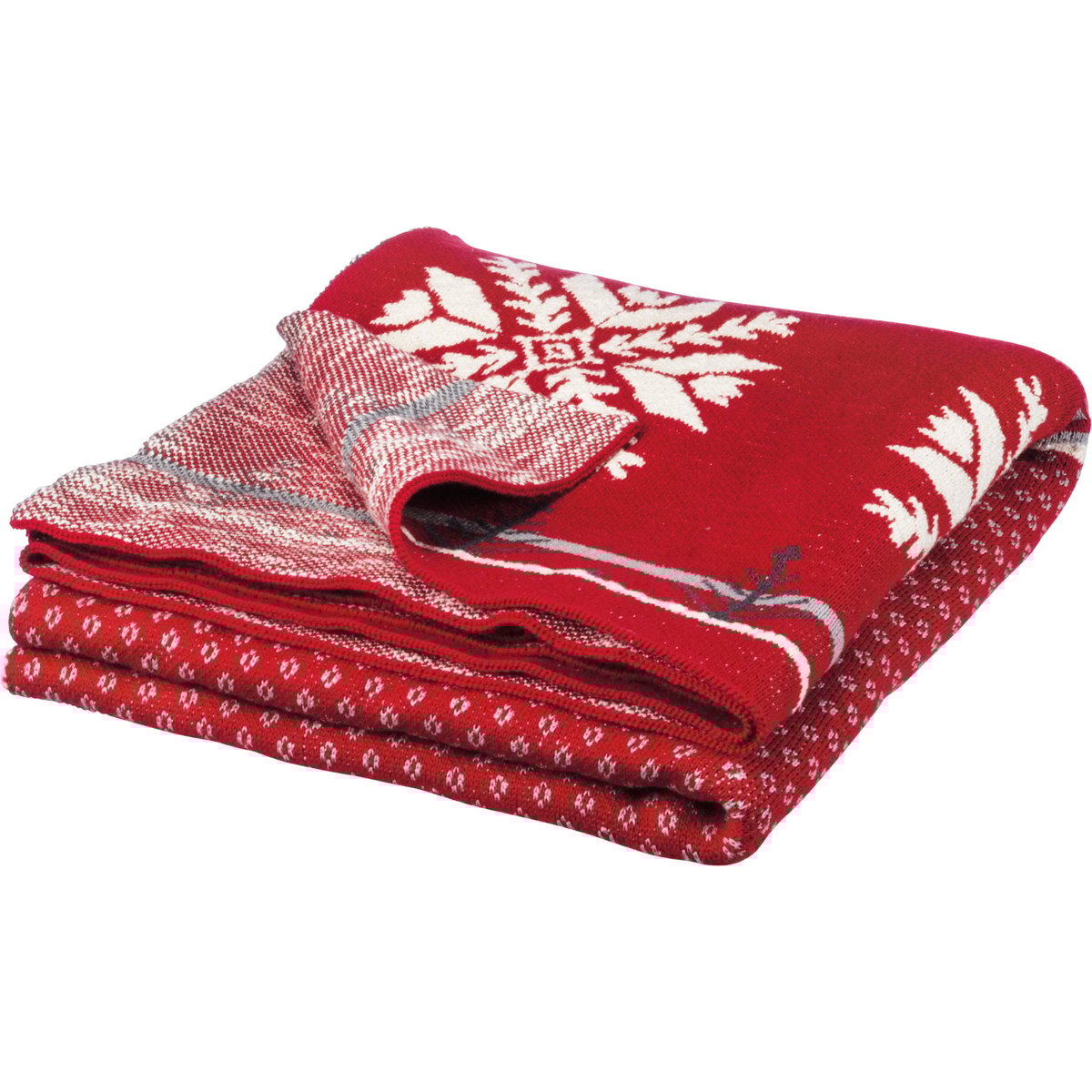 Cozy Nordic Snowflake Cotton Knit Throw Blanket - Rustic Festive Home Decor