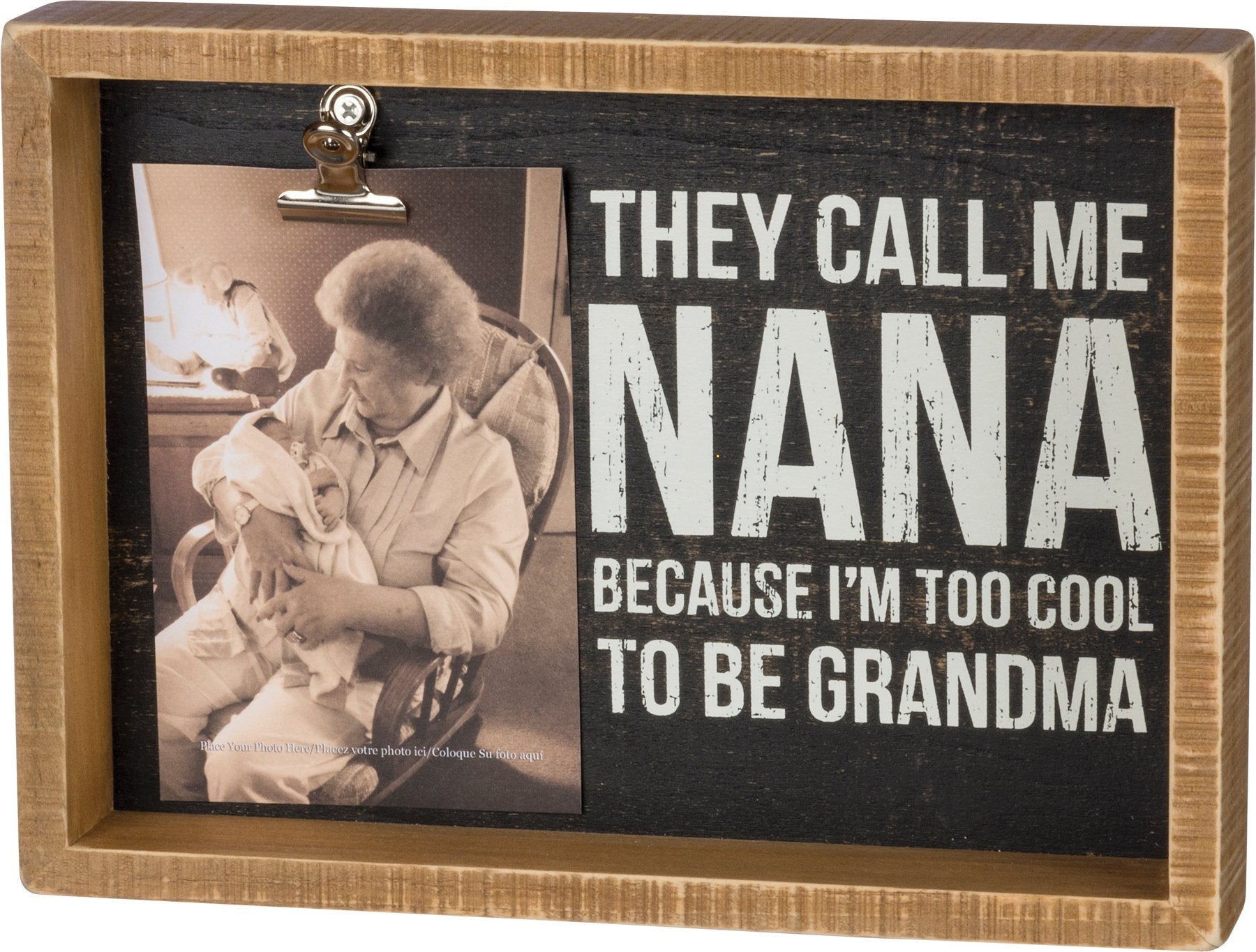 Charming Distressed Wood Nana Sentiment Box Frame, 4x6 Photo Display Gift