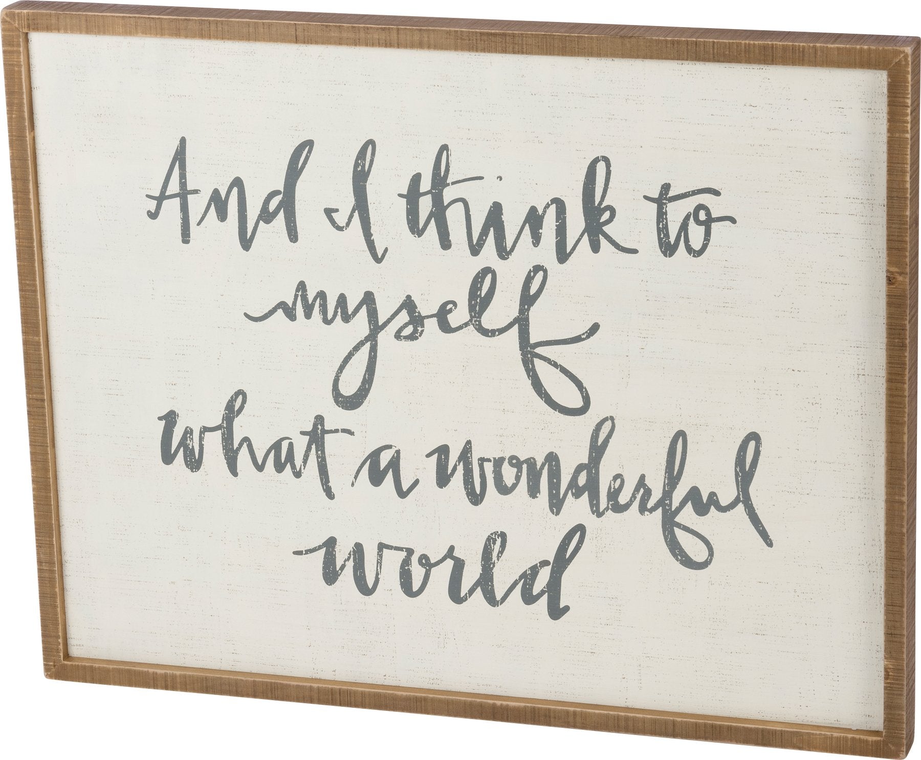 Rustic Wood 'Wonderful World' Inset Box Sign Home Decor Wall Art