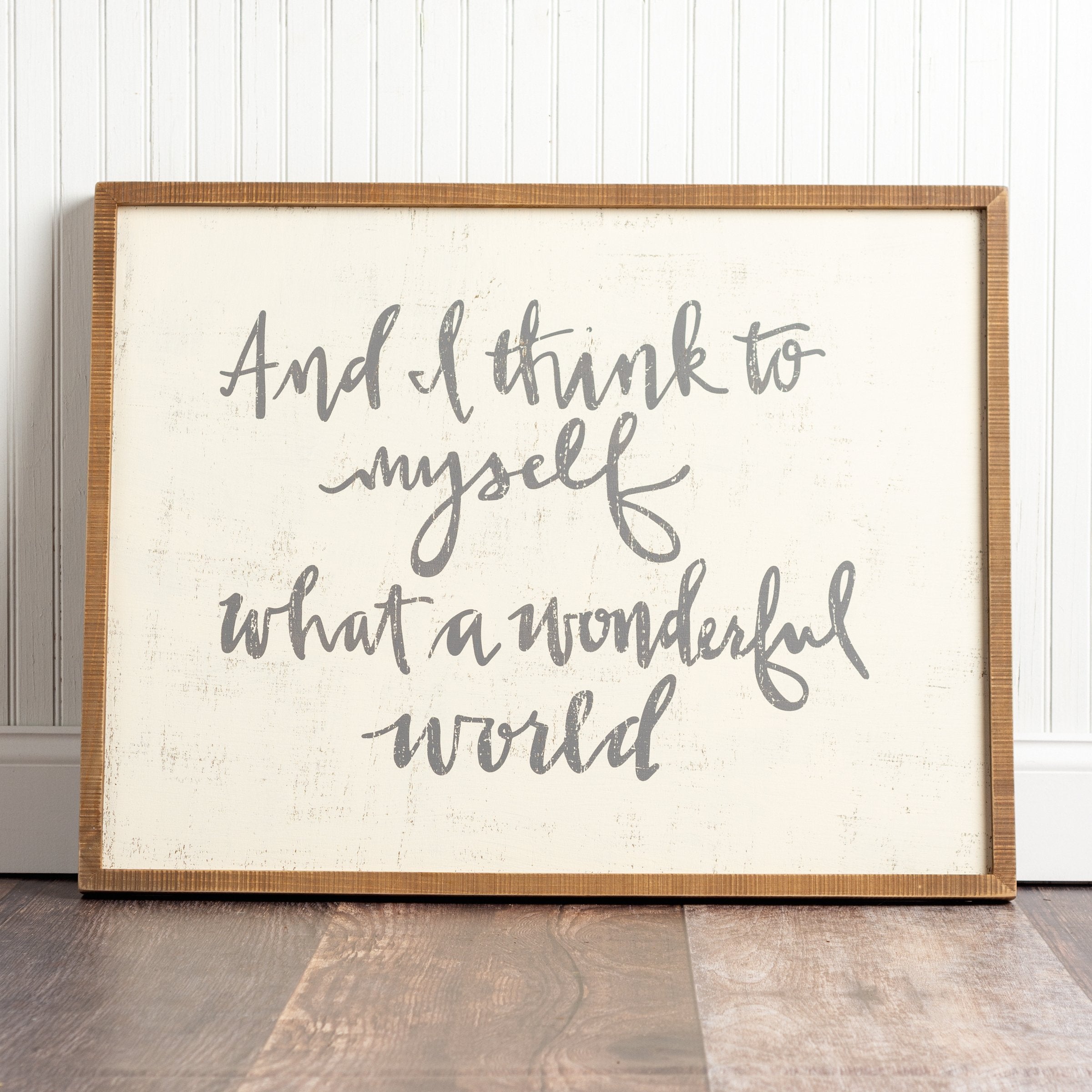 Rustic Wood 'Wonderful World' Inset Box Sign Home Decor Wall Art