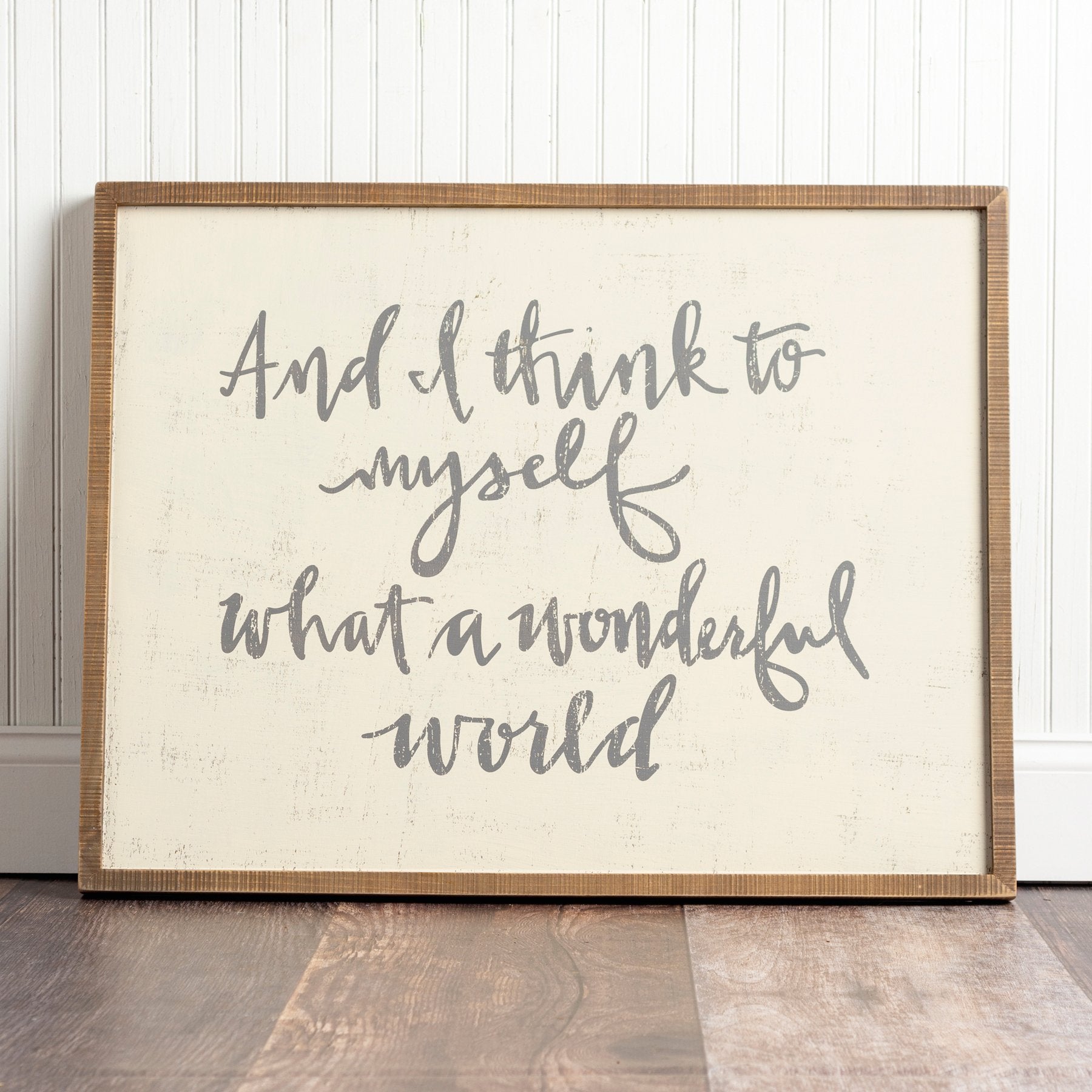Rustic Wood 'Wonderful World' Inset Box Sign Home Decor Wall Art