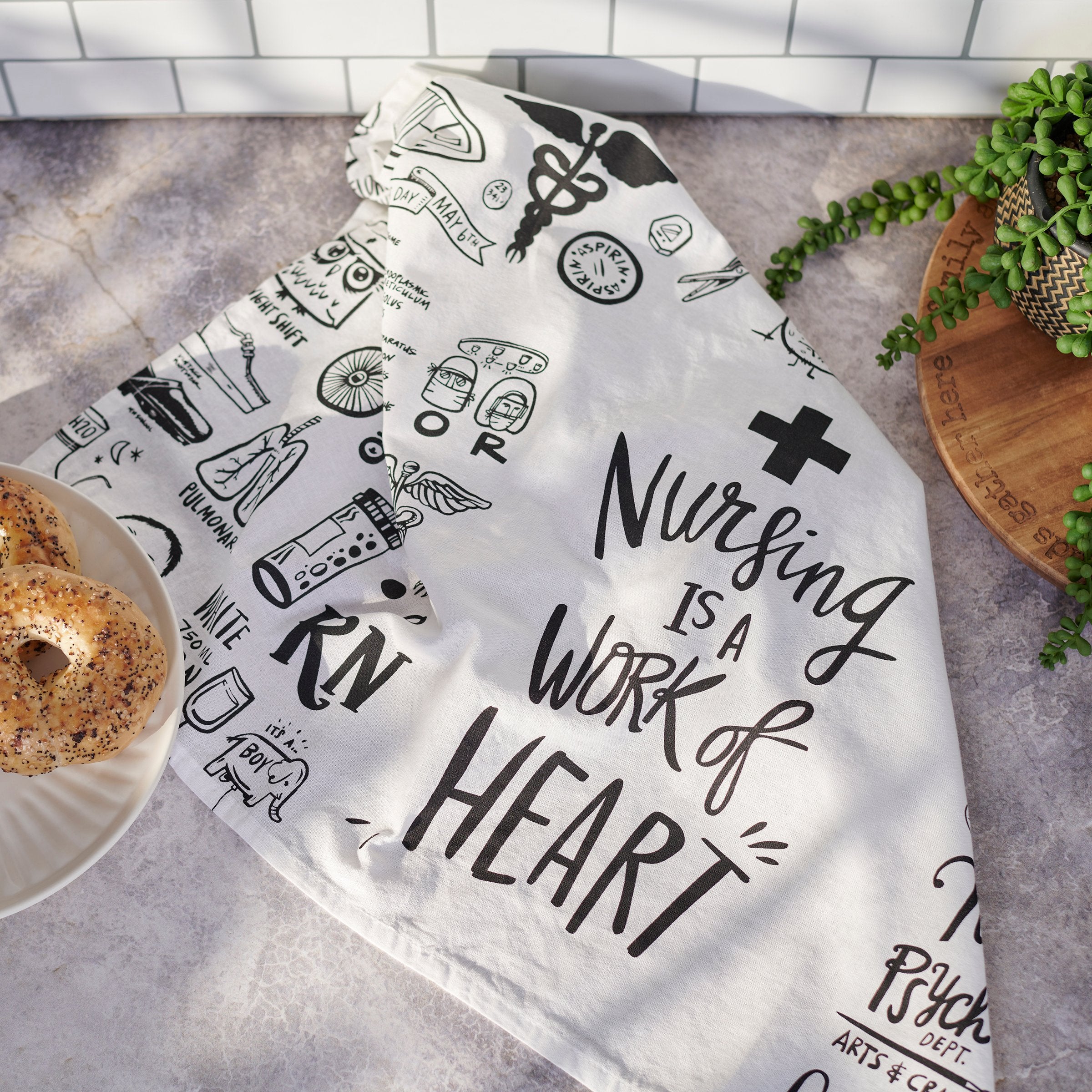 Humorous "Nursing Is A Work Of Heart" Cotton Kitchen Towel - Nurse Gift