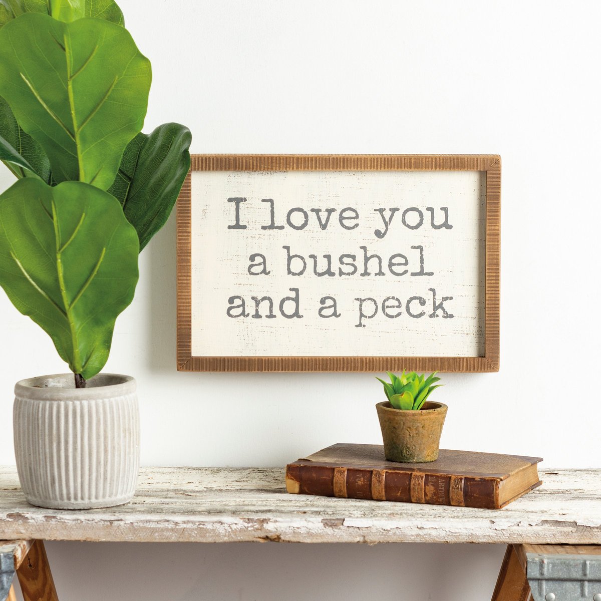 Charming 'I Love You A Bushel And A Peck' Wood Inset Box Sign