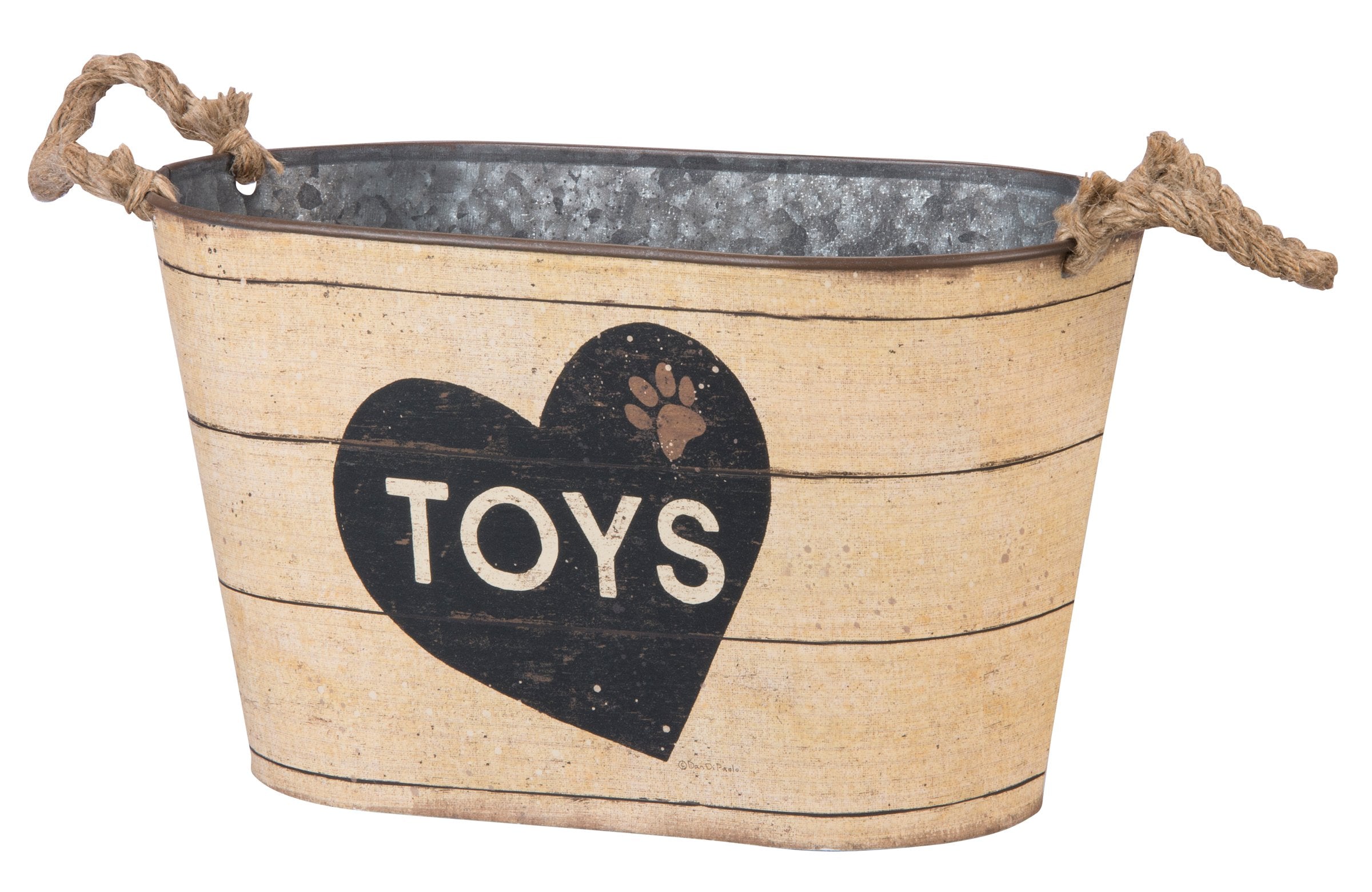 Playful 'Toys' & 'Beware of Wigglebutts' Decorative Tin Storage Bins Set