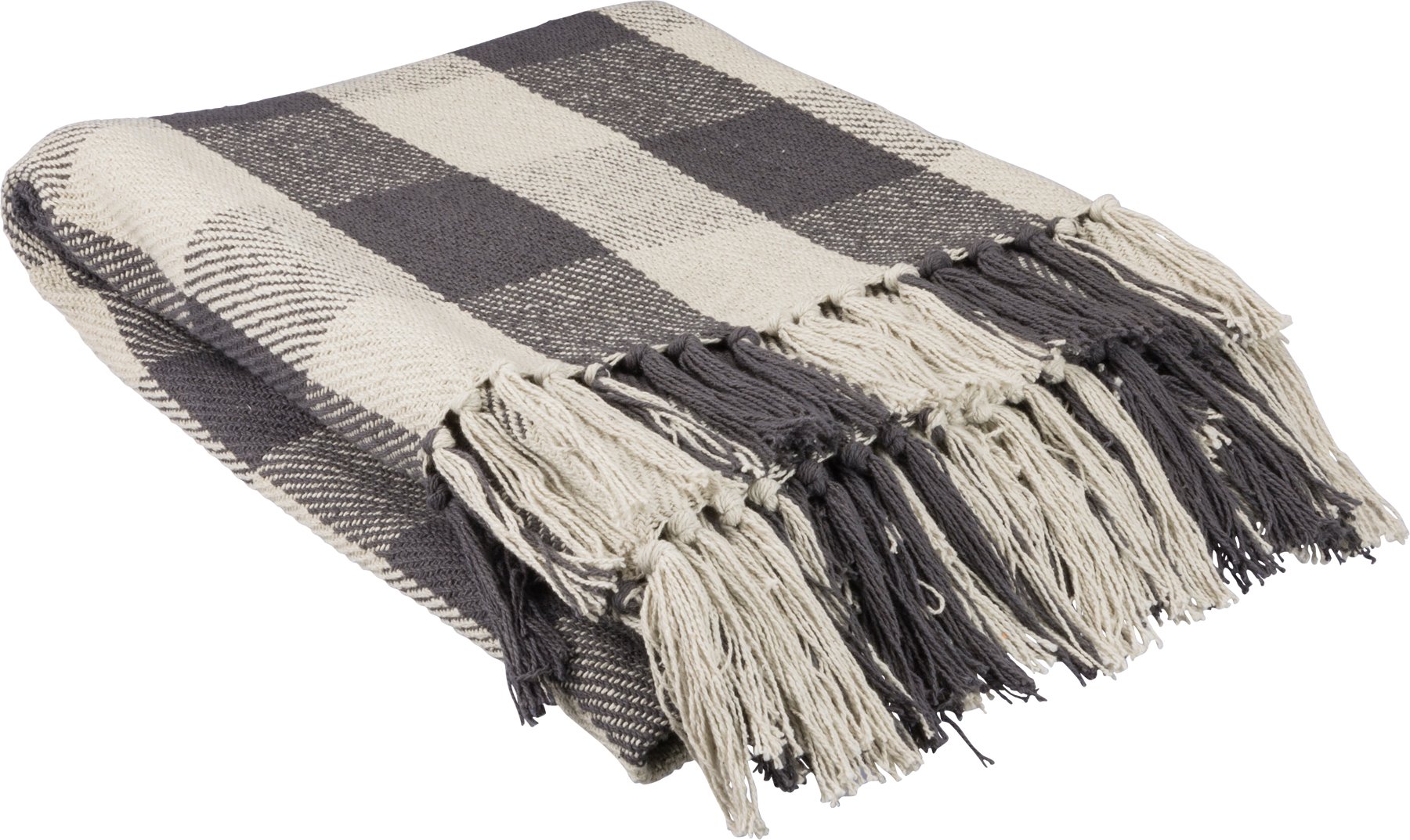 Cozy Farmhouse Buffalo Check Throw Blanket with Fringed Accents, Soft Cotton