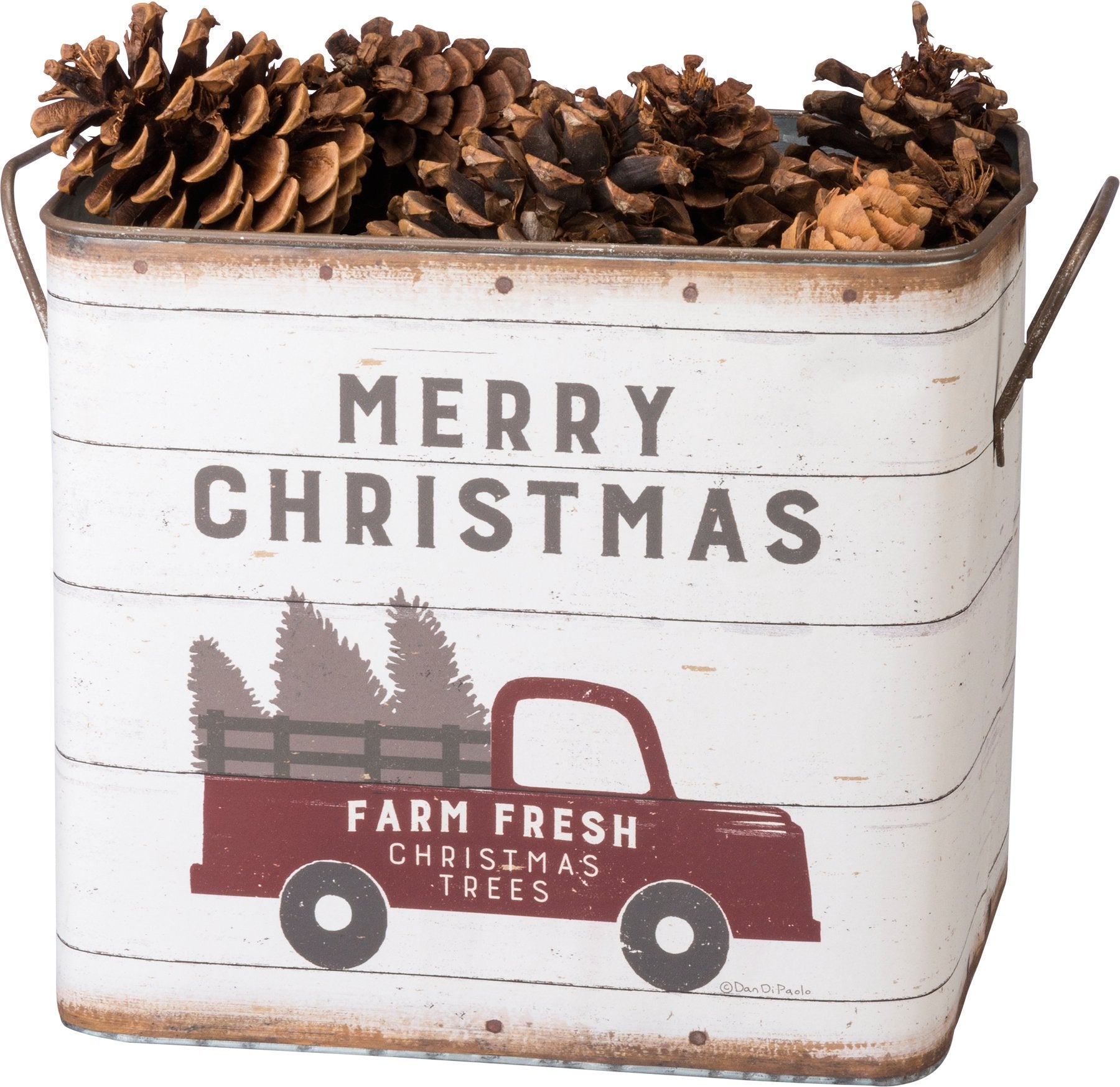 Rustic Farm Fresh Christmas Trees Metal Bin Set - Holiday Home Decor