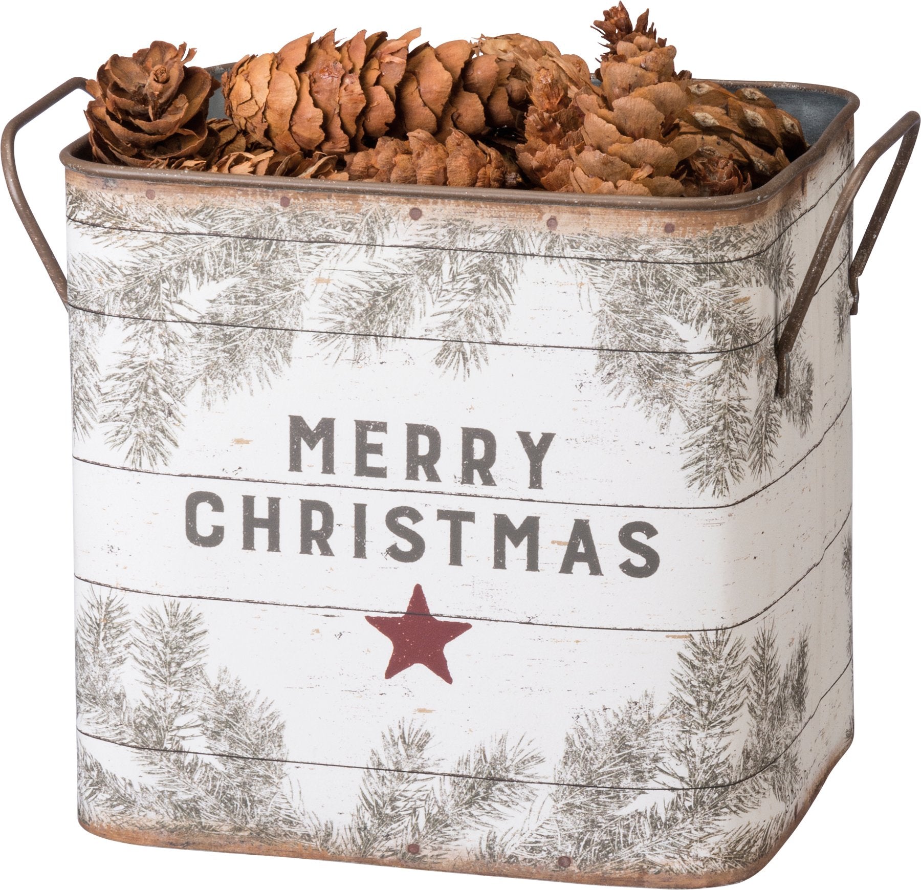 Rustic Farm Fresh Christmas Trees Metal Bin Set - Holiday Home Decor