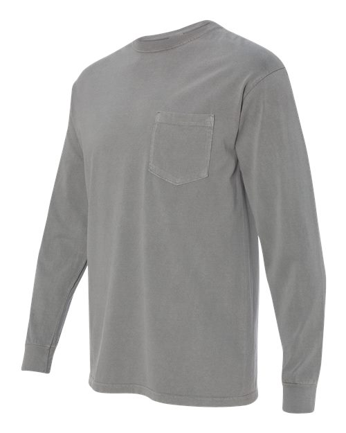 Comfort Colors Unisex Garment-Dyed Heavyweight Long Sleeve Pocket T-Shirt 4410 - Grey