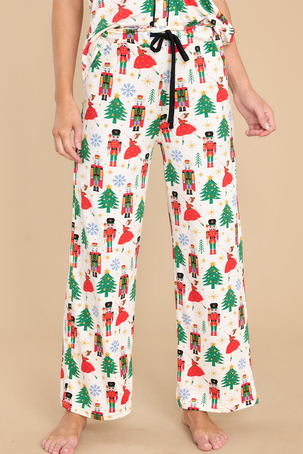 White Christmas Tree Nutcracker Shirt & Pants Pajama Set