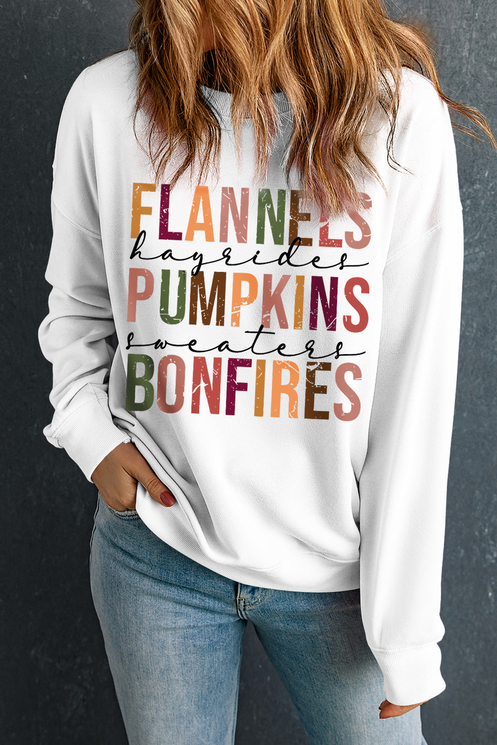 Black FLANNELS PUMPKINS BONFIRES Graphic Sweatshirt