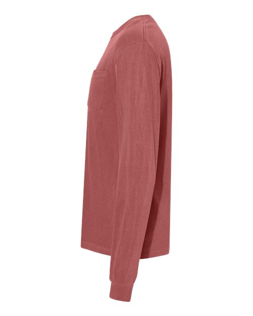 Comfort Colors Unisex Garment-Dyed Heavyweight Long Sleeve Pocket T-Shirt 4410 - Brick