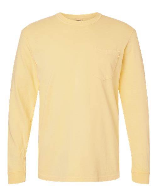 Comfort Colors Unisex Garment-Dyed Heavyweight Long Sleeve Pocket T-Shirt 4410 - Butter