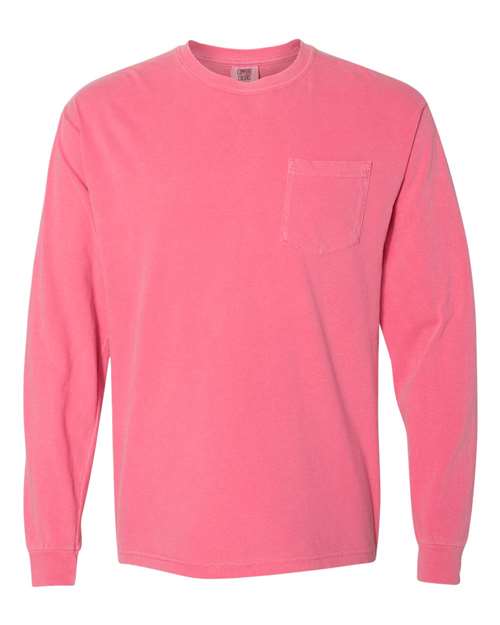 Comfort Colors Unisex Garment-Dyed Heavyweight Long Sleeve Pocket T-Shirt 4410 - Crunchberry