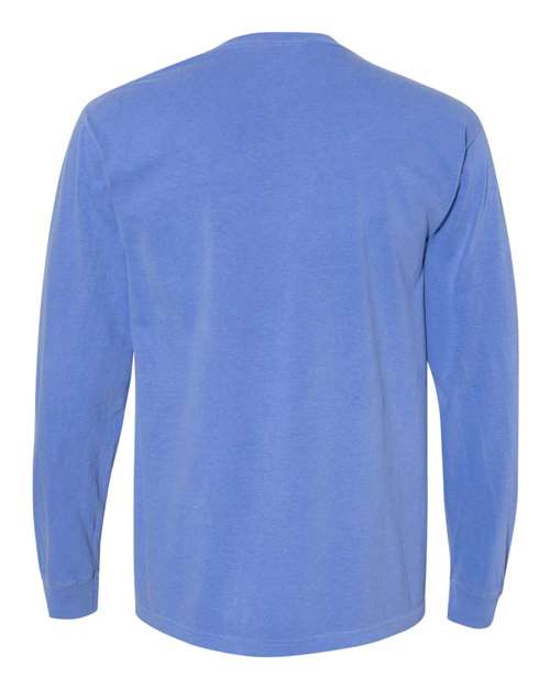 Comfort Colors Unisex Garment-Dyed Heavyweight Long Sleeve Pocket T-Shirt 4410 - Flo Blue