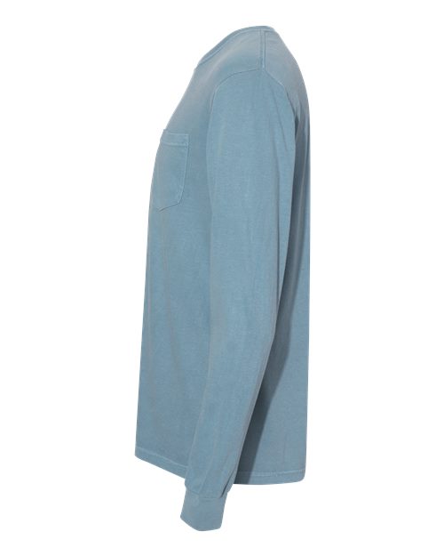 Comfort Colors Unisex Garment-Dyed Heavyweight Long Sleeve Pocket T-Shirt 4410 - Ice Blue