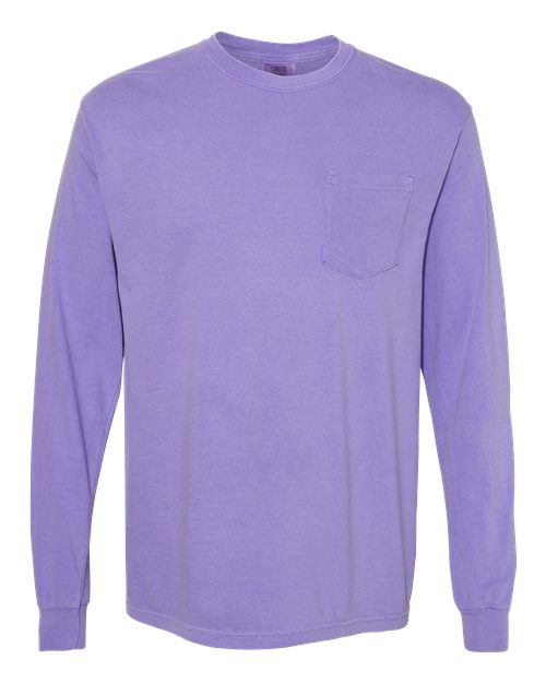 Comfort Colors Unisex Garment-Dyed Heavyweight Long Sleeve Pocket T-Shirt 4410 - Violet