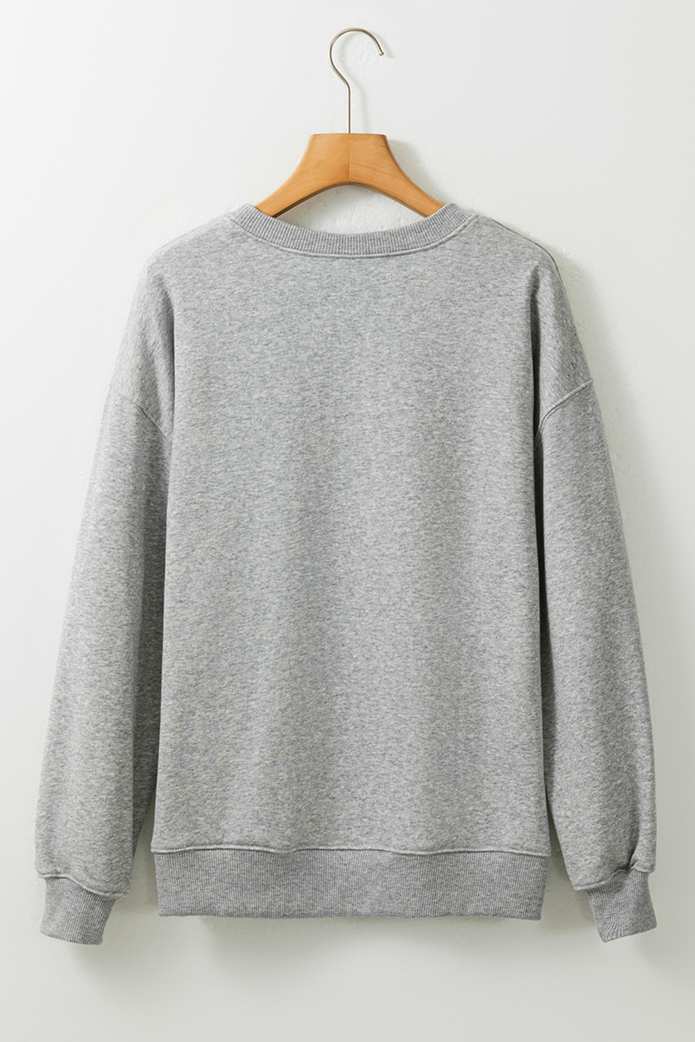 Gray Halloween Ghost Print Crewneck Drop Shoulder Sweatshirt