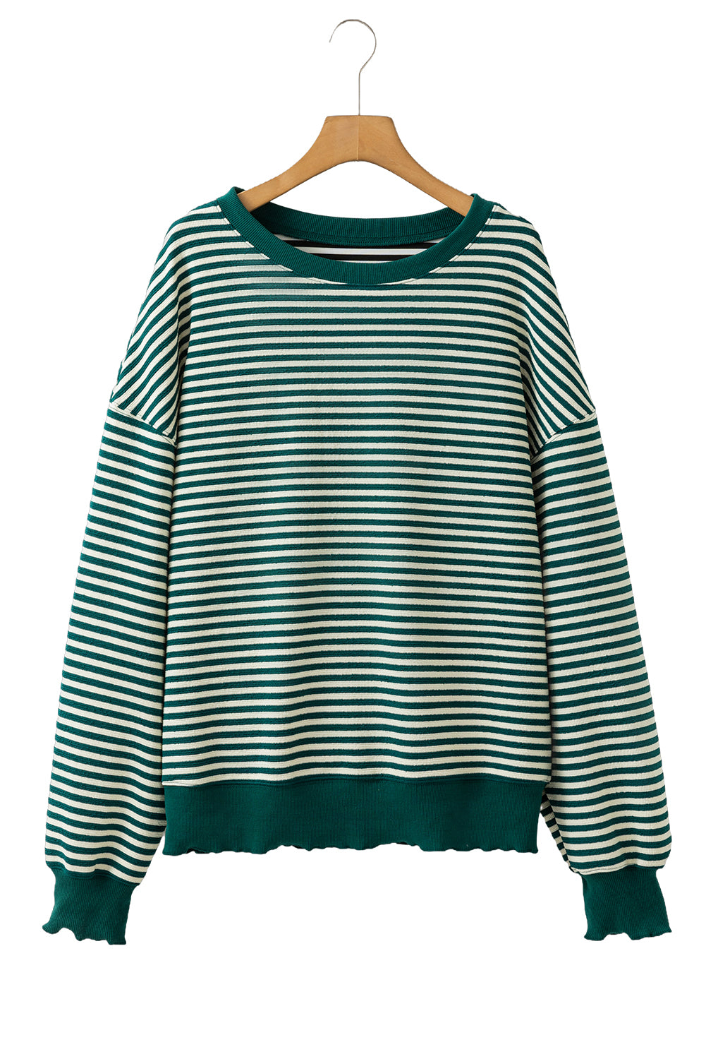 Brown Stripe Drop Shoulder Long Sleeve Top