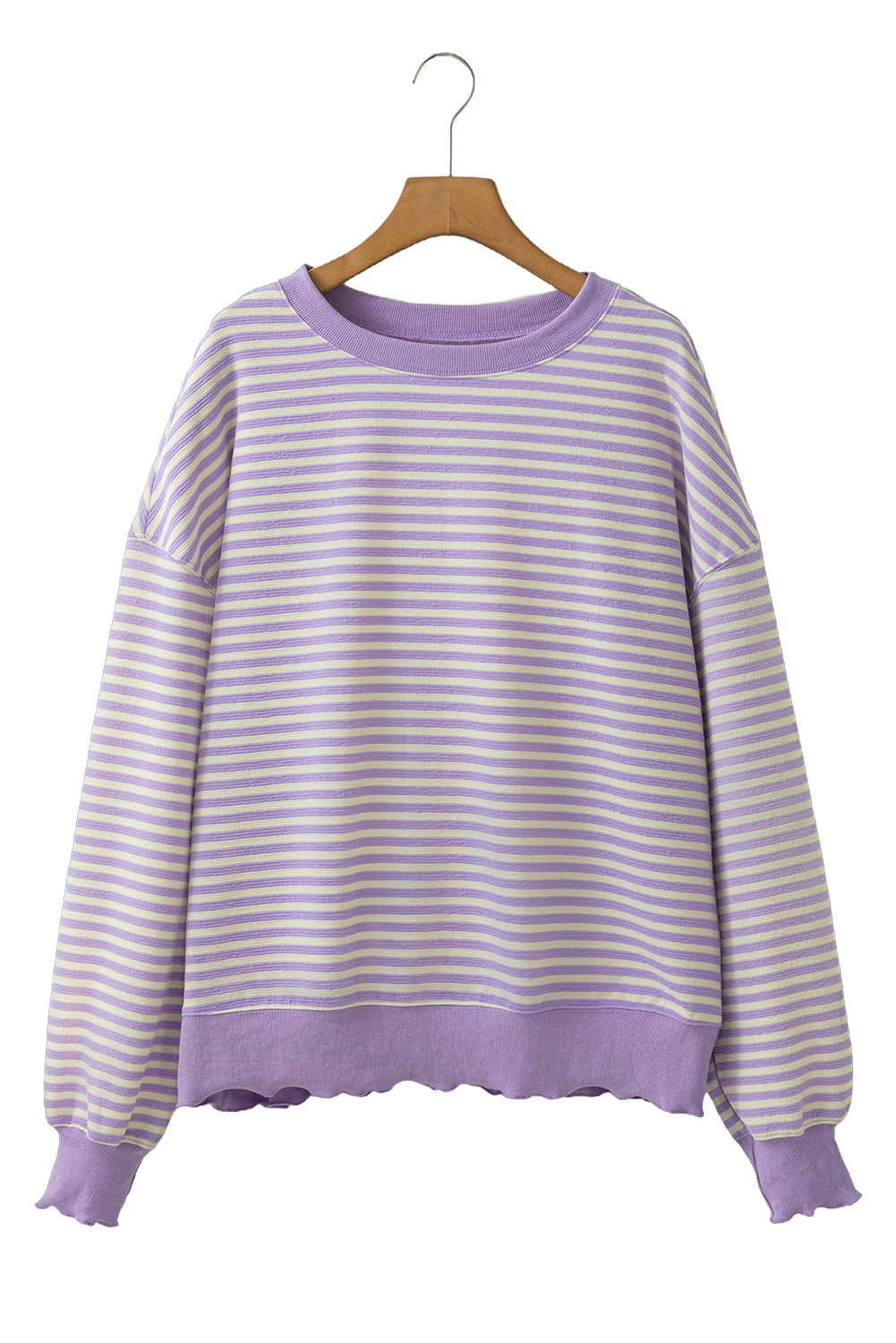 Brown Stripe Drop Shoulder Long Sleeve Top