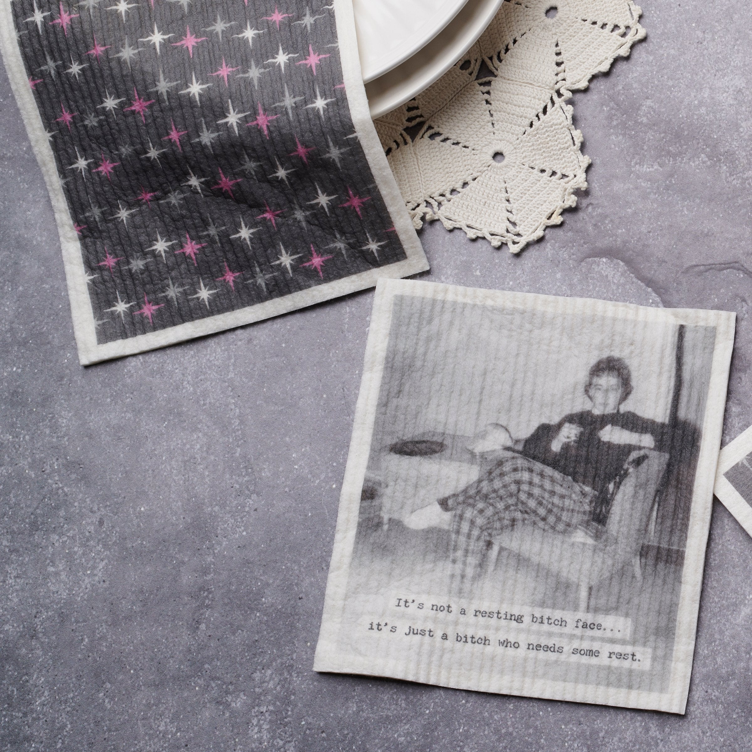 Sassy 'Needs Some Rest' Swedish Dishcloth Set - Eco-Friendly, Ultra-Absorbent Kitchen Wipes