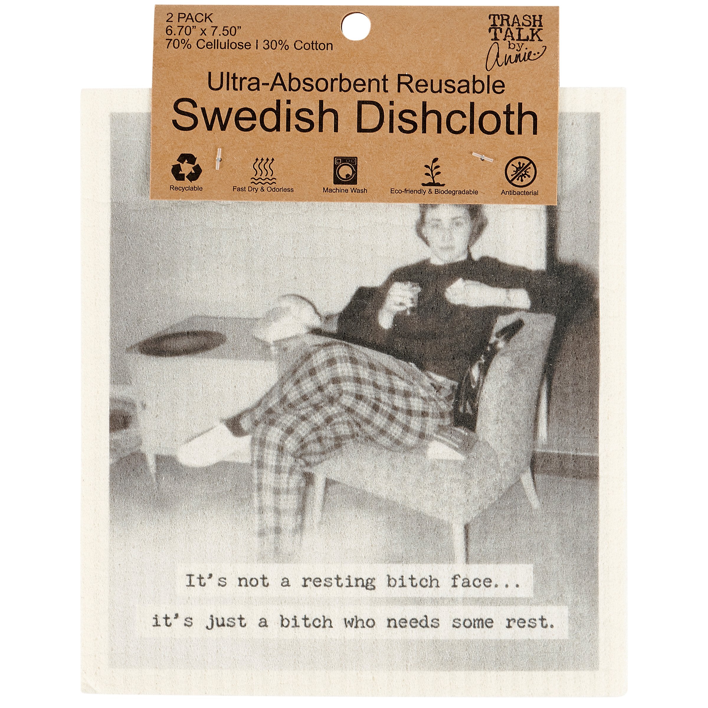 Sassy 'Needs Some Rest' Swedish Dishcloth Set - Eco-Friendly, Ultra-Absorbent Kitchen Wipes