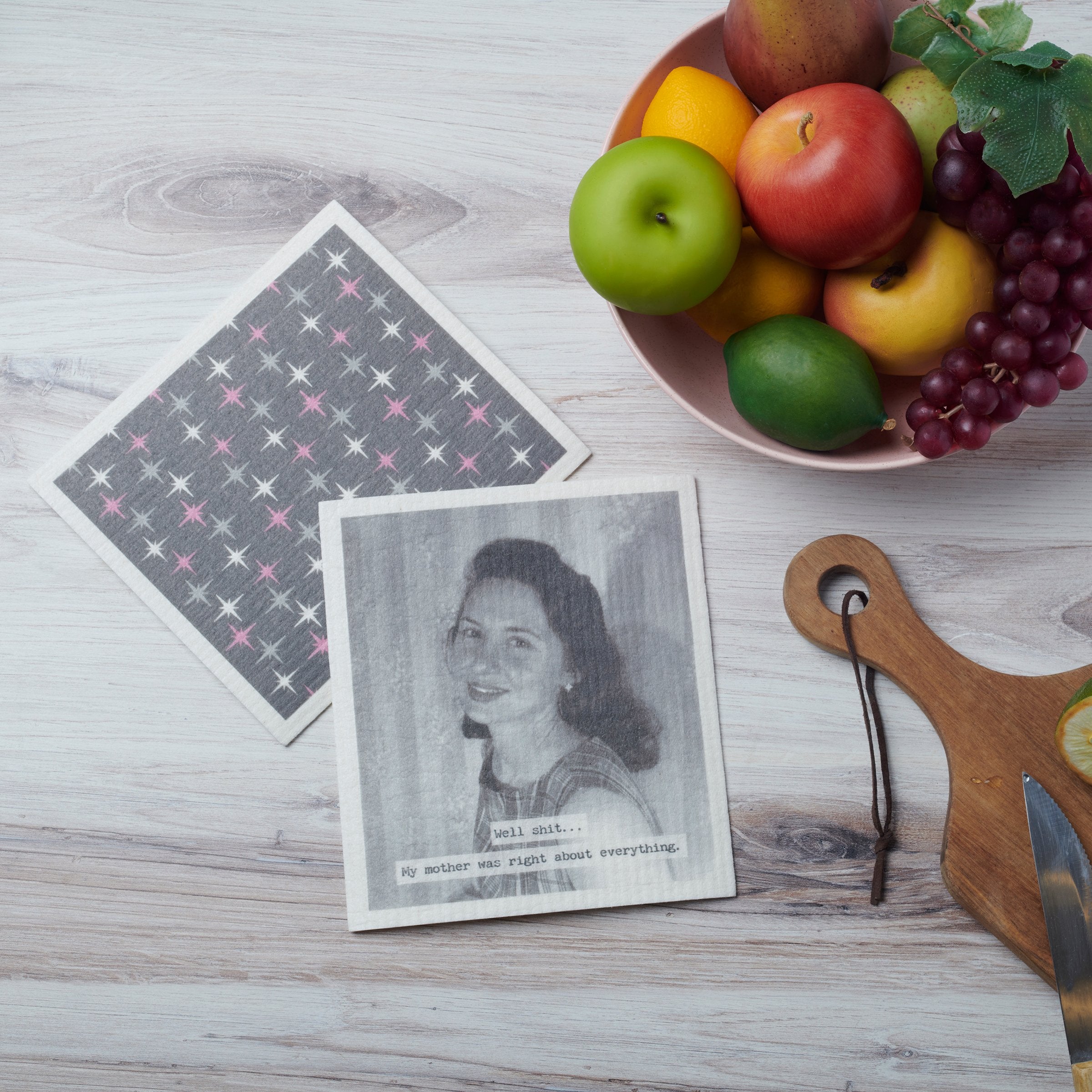 Eco-Friendly Reusable Ultra-Absorbent Swedish Dishcloth Set with Humorous Mother's Sayings