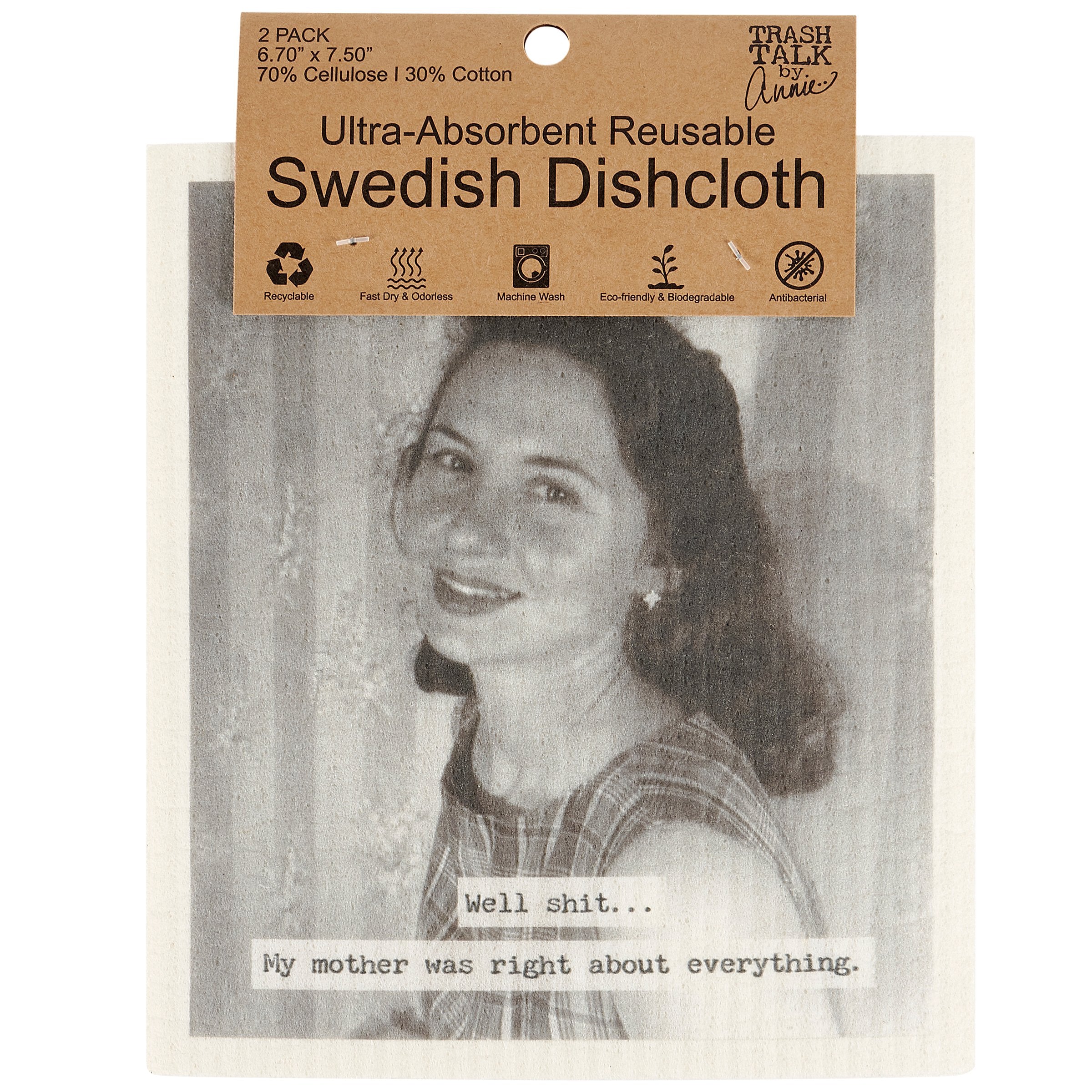 Eco-Friendly Reusable Ultra-Absorbent Swedish Dishcloth Set with Humorous Mother's Sayings