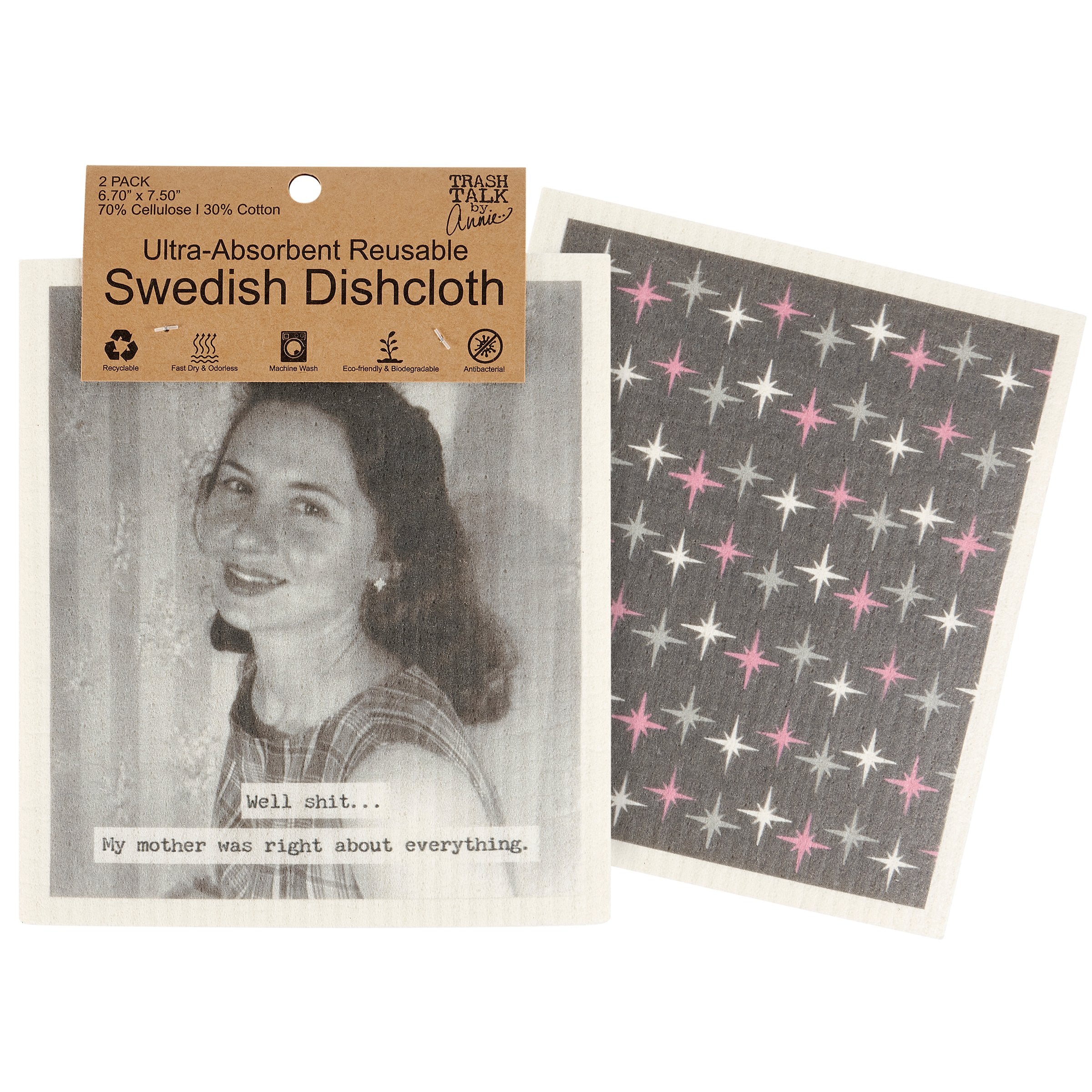 Eco-Friendly Reusable Ultra-Absorbent Swedish Dishcloth Set with Humorous Mother's Sayings